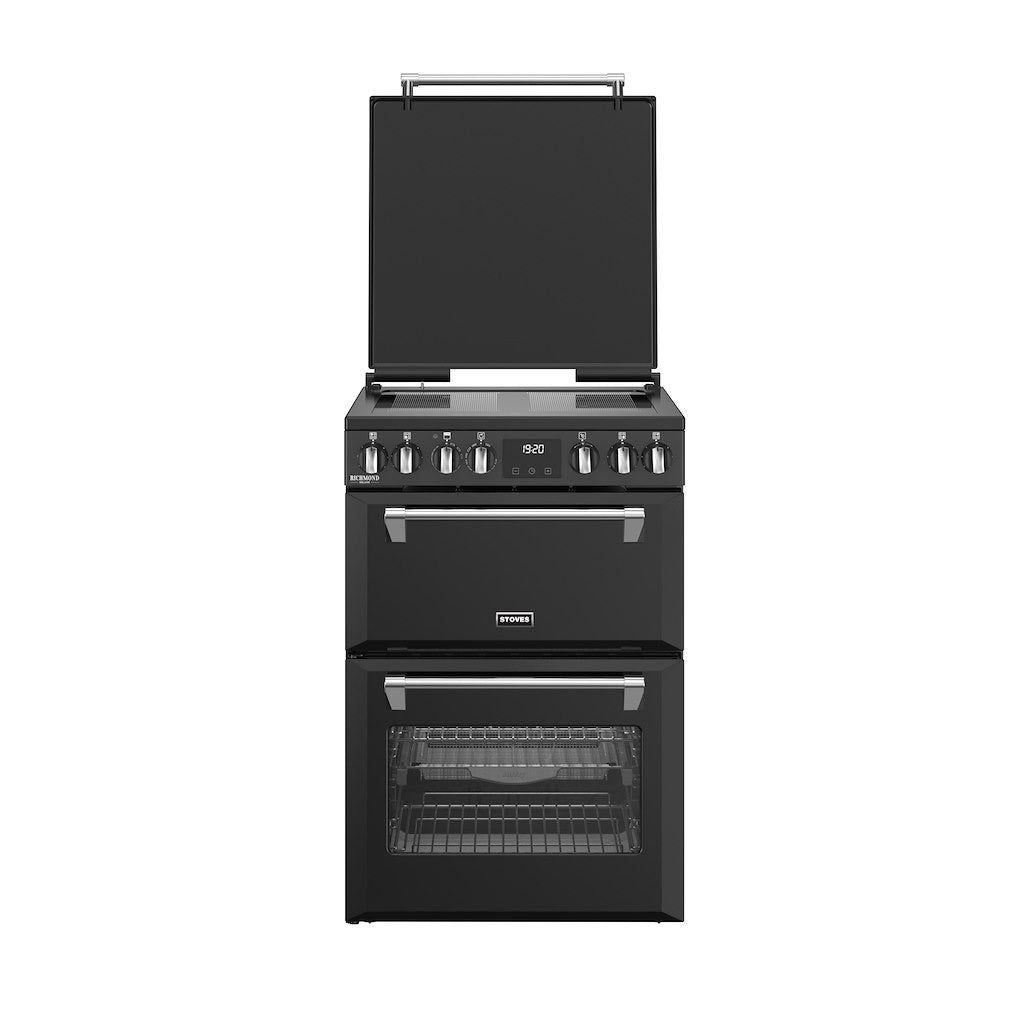Stoves Richmond Deluxe 60cm Induction Double Oven Cooker – 103L Capacity, AirFry & SteamCleanse, Black – Renew 2 U