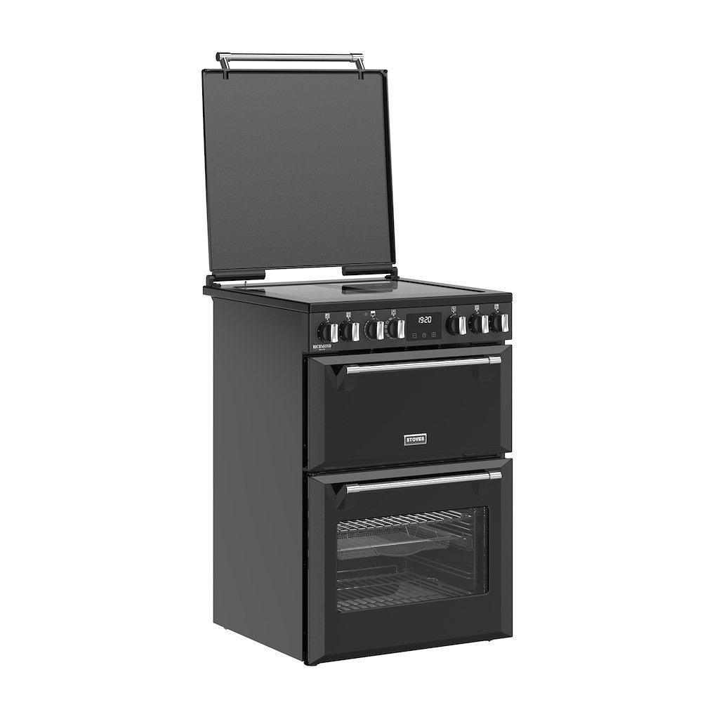 Stoves Richmond Deluxe 60cm Induction Double Oven Cooker – 103L Capacity, AirFry & SteamCleanse, Black – Renew 2 U