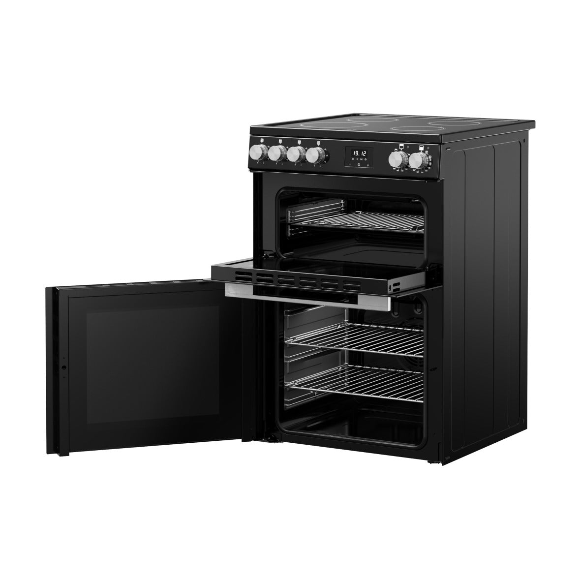 Belling Vision 60E Electric Double Oven Cooker – 99L Capacity, Ceramic Hob, Black & Silver Steel – Renew 2 U