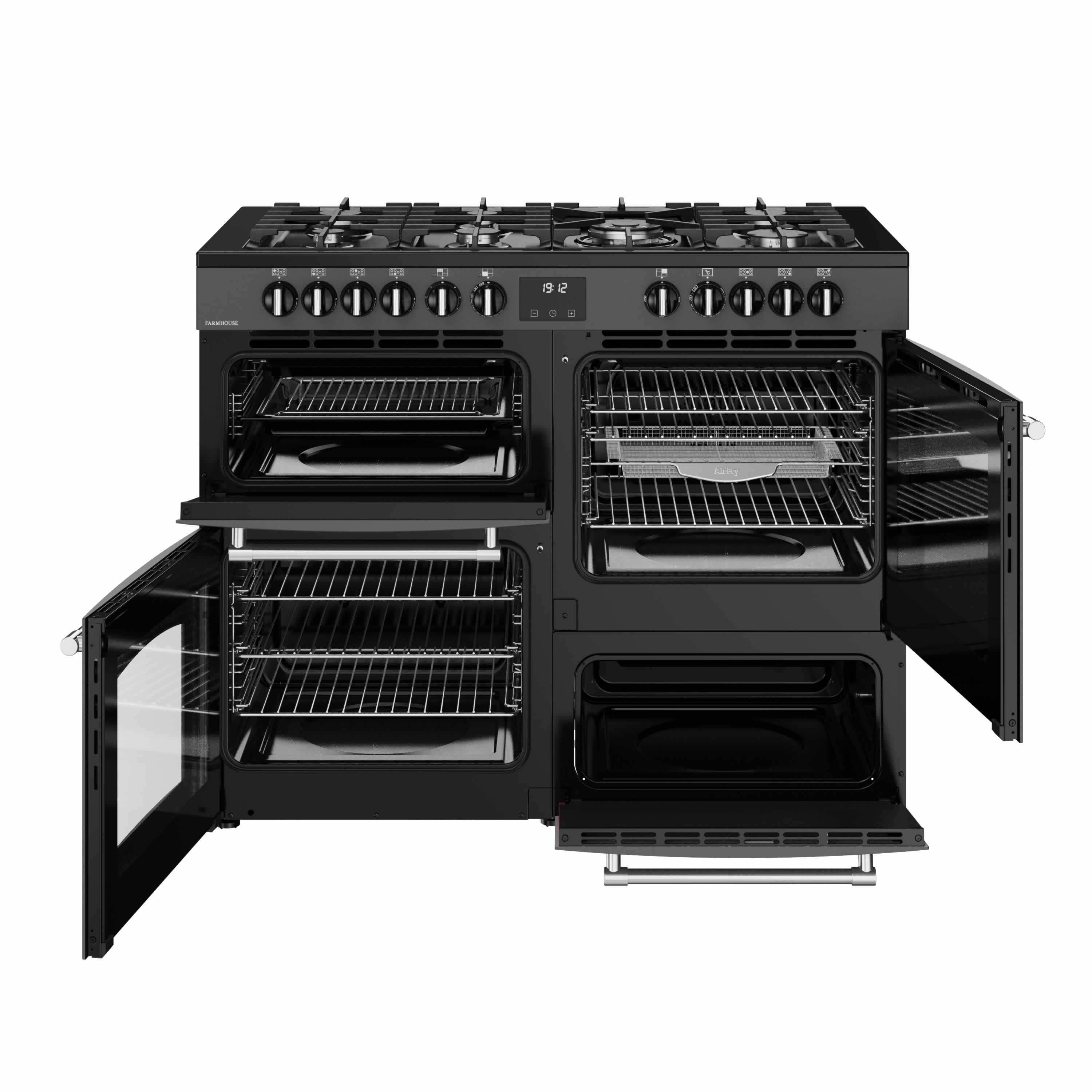 Belling Farmhouse 110DF Dual Fuel Range Cooker – 157L Capacity, 7 Gas Burners, AirFry Mode, Anthracite – Renew 2 U