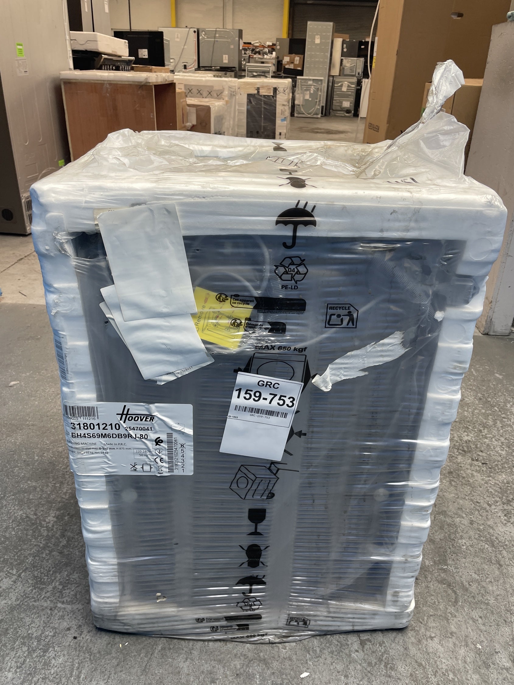 #GRC-159-753 - Hoover BH4S69M6DB9RJ-80 9kg 1600rpm Integrated Washing Machine