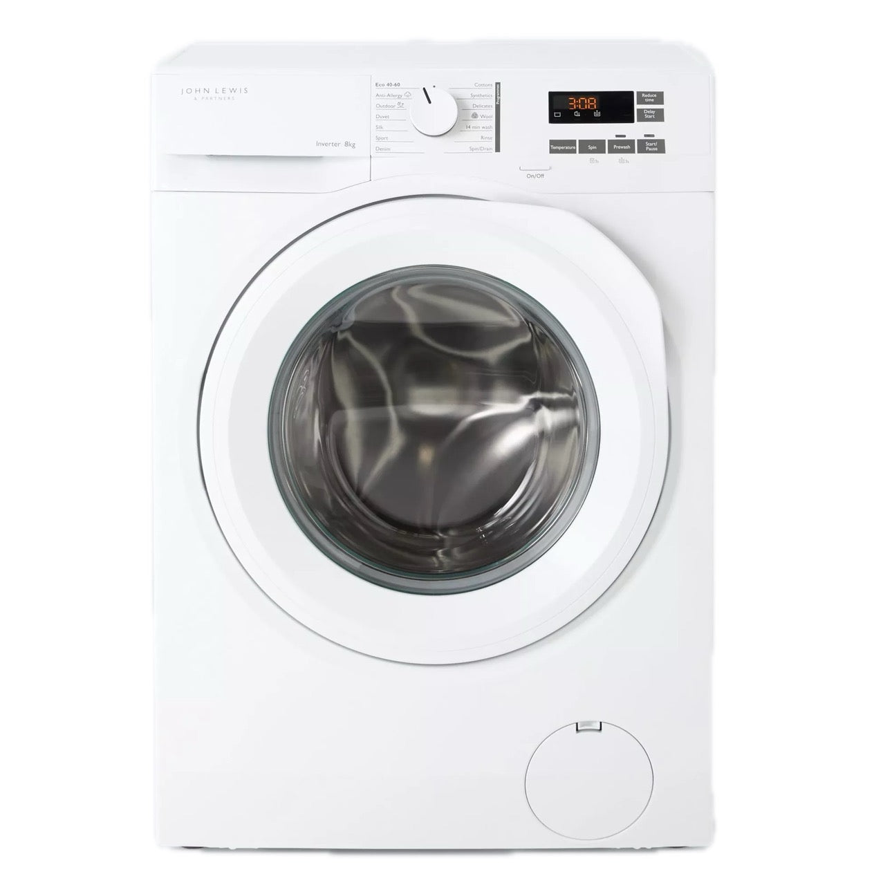 John Lewis 8kg 1400rpm Washing Machine – Anti-Allergy Vapour, 14 Min Quick Wash, White – Renew 2 U