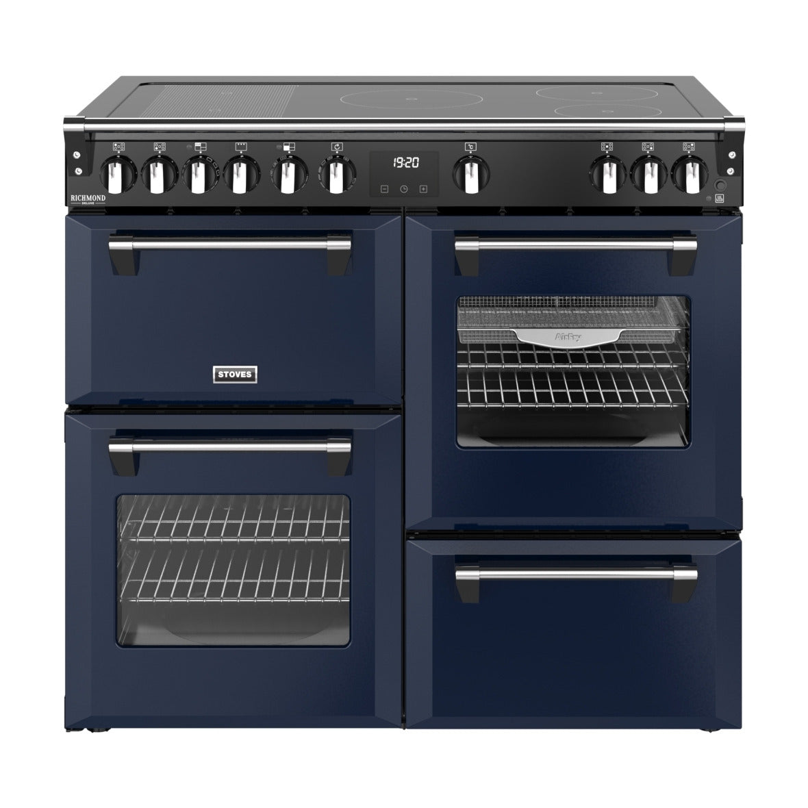 Stoves Richmond Deluxe 100cm Electric Range Cooker – Quad Oven, 5 Zone Induction Hob, AirFry, Midnight Blue – Renew 2 U