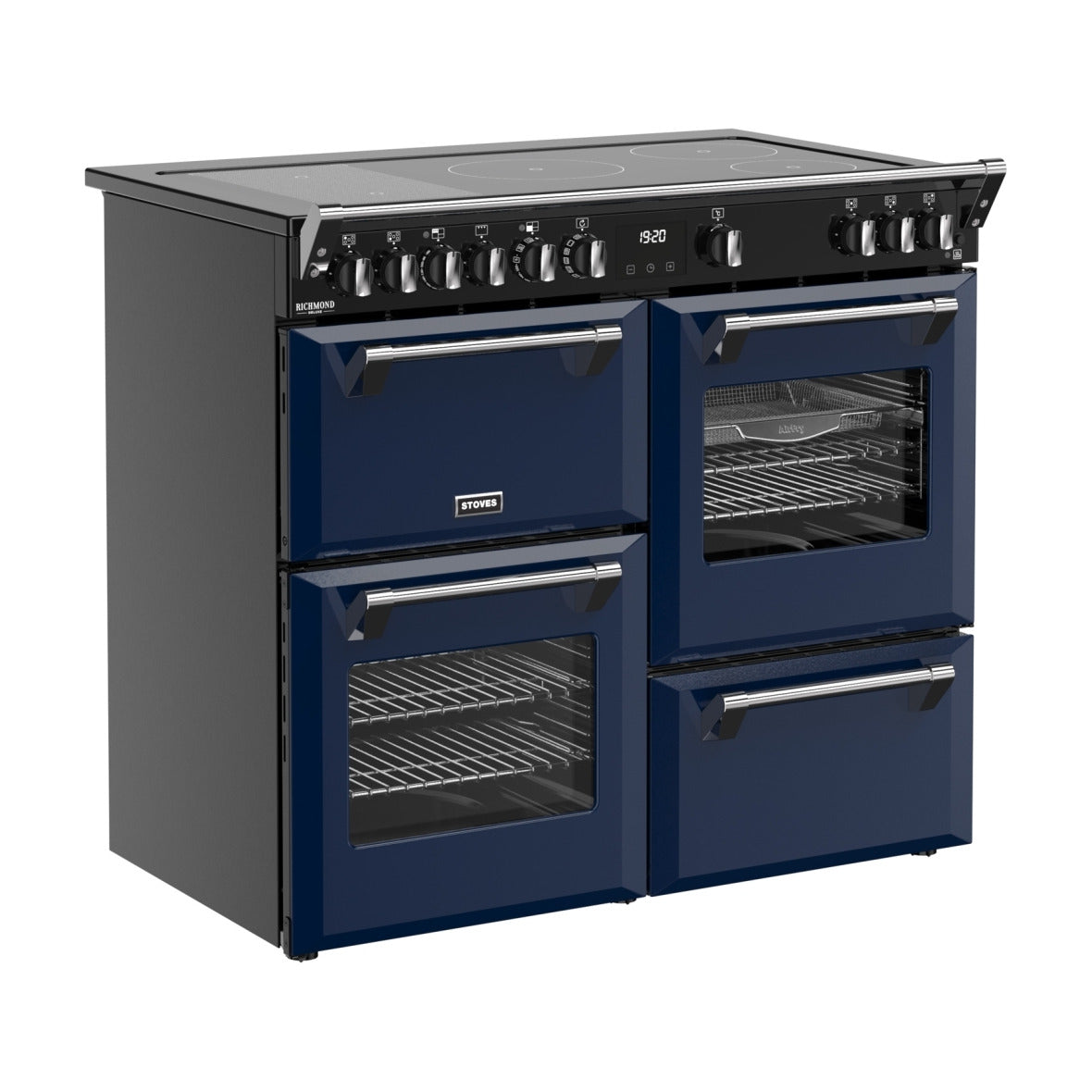 Stoves Richmond Deluxe 100cm Electric Range Cooker – Quad Oven, 5 Zone Induction Hob, AirFry, Midnight Blue – Renew 2 U
