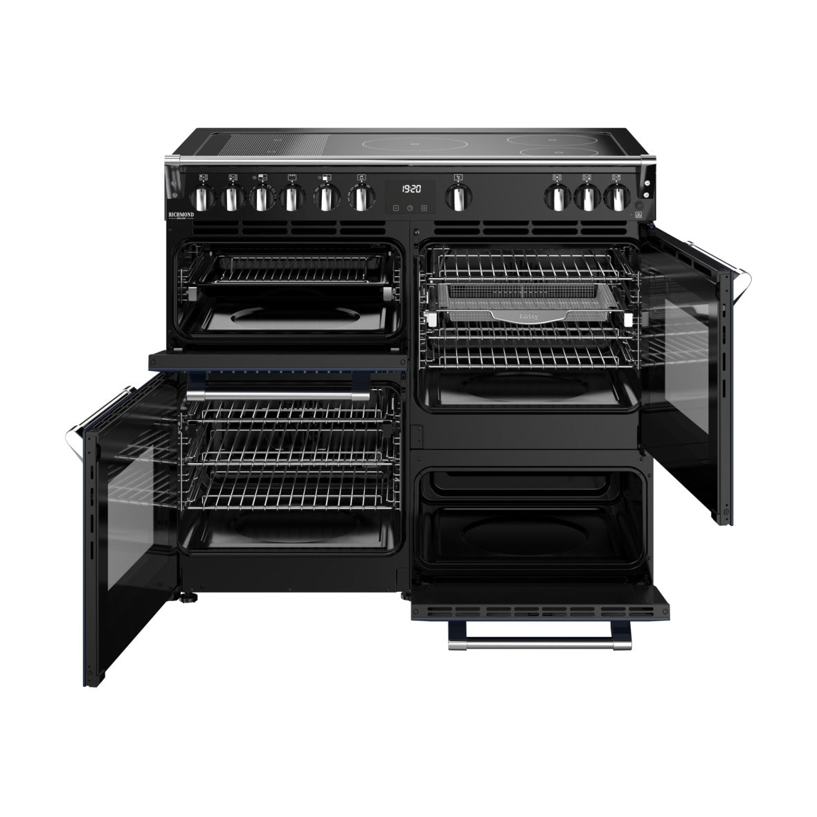 Stoves Richmond Deluxe 100cm Electric Range Cooker – Quad Oven, 5 Zone Induction Hob, AirFry, Midnight Blue – Renew 2 U