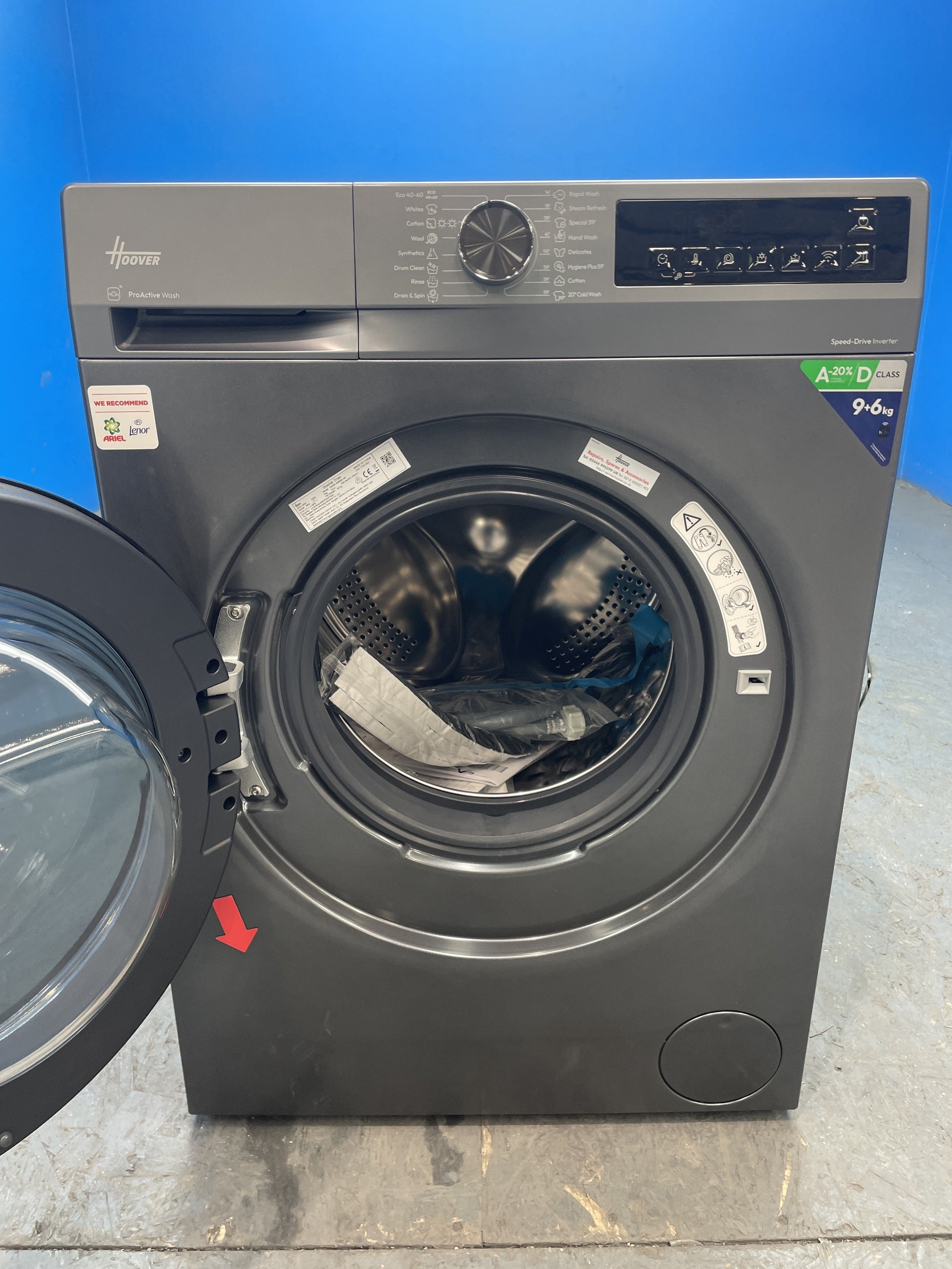 #GRC-156-350 - Hoover Pro Wash Series 3 HBWR 496B8G-80 9/6kg 1400rpm Washer Dryer