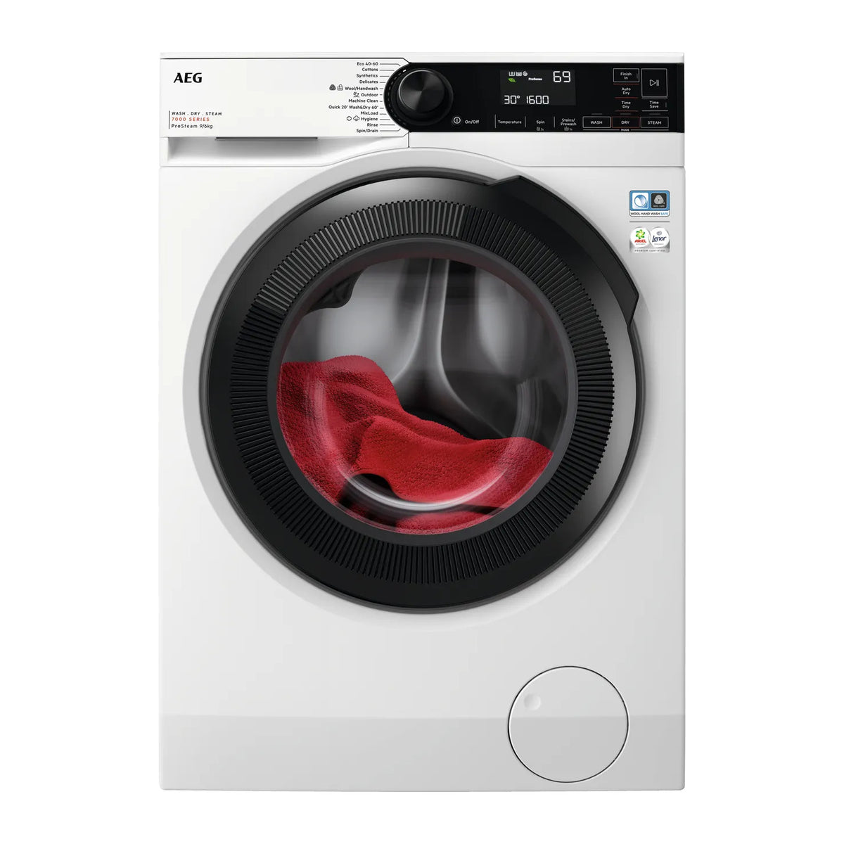 AEG 7000 Series 9kg/6kg 1600rpm Washer Dryer – ProSteam Technology, PreciseLoad, White – Renew 2 U