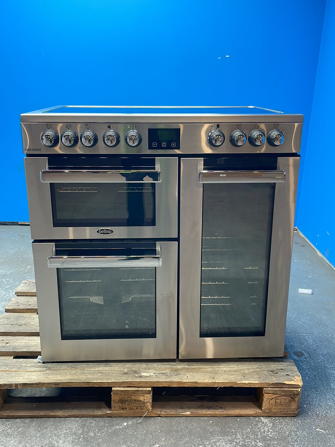 #GRC-164-318 - Belling Cookcentre 90E 90cm Electric Range Cooker – 174L Capacity, 5 Zone Ceramic Hob, AirFry Function, Stainless Steel