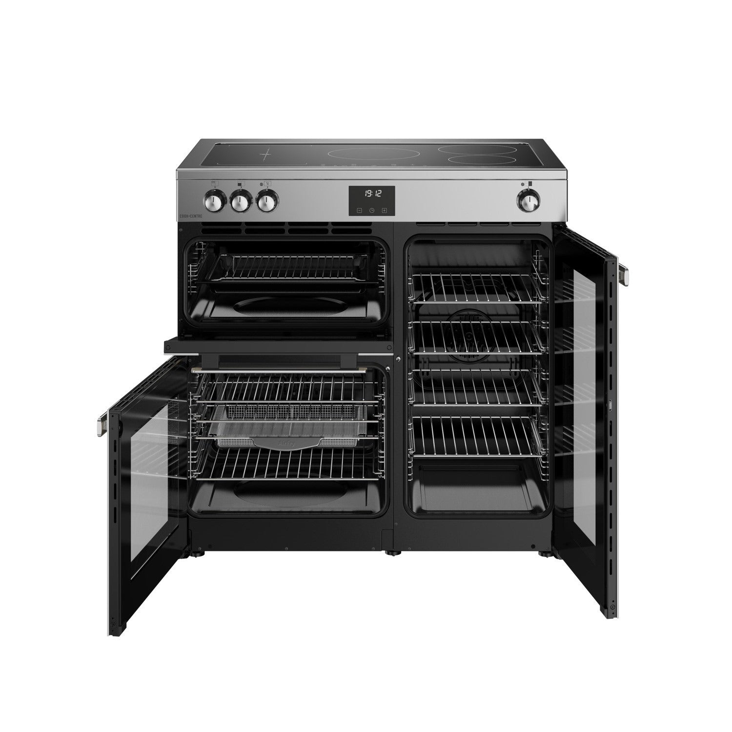 Belling Cookcentre 90Ei 90cm Electric Induction Range Cooker – 174L Capacity, 5 Zone Hob, AirFry Mode, Stainless Steel – Renew 2 U