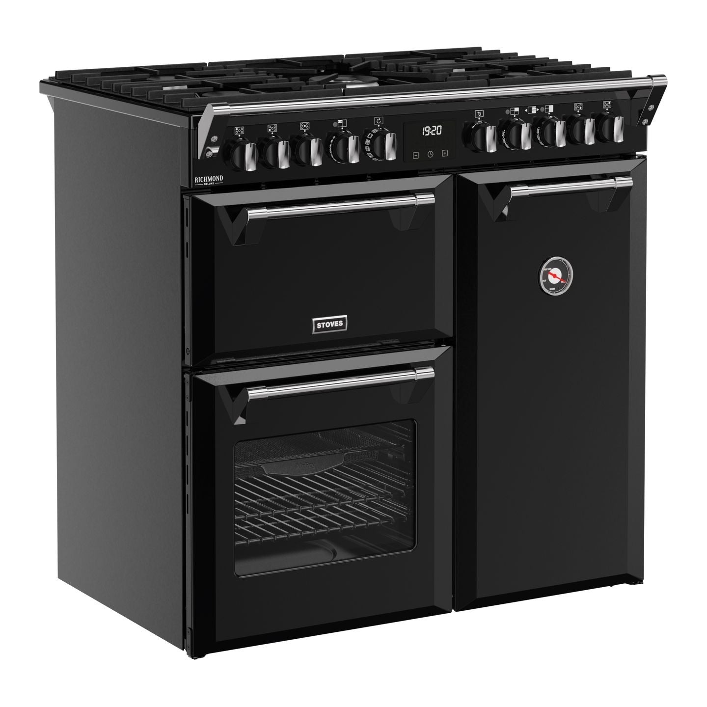 Stoves Richmond 90cm Dual Fuel Range Cooker – 174L, 3 Ovens, SteamCleanse, Black – Renew 2 U