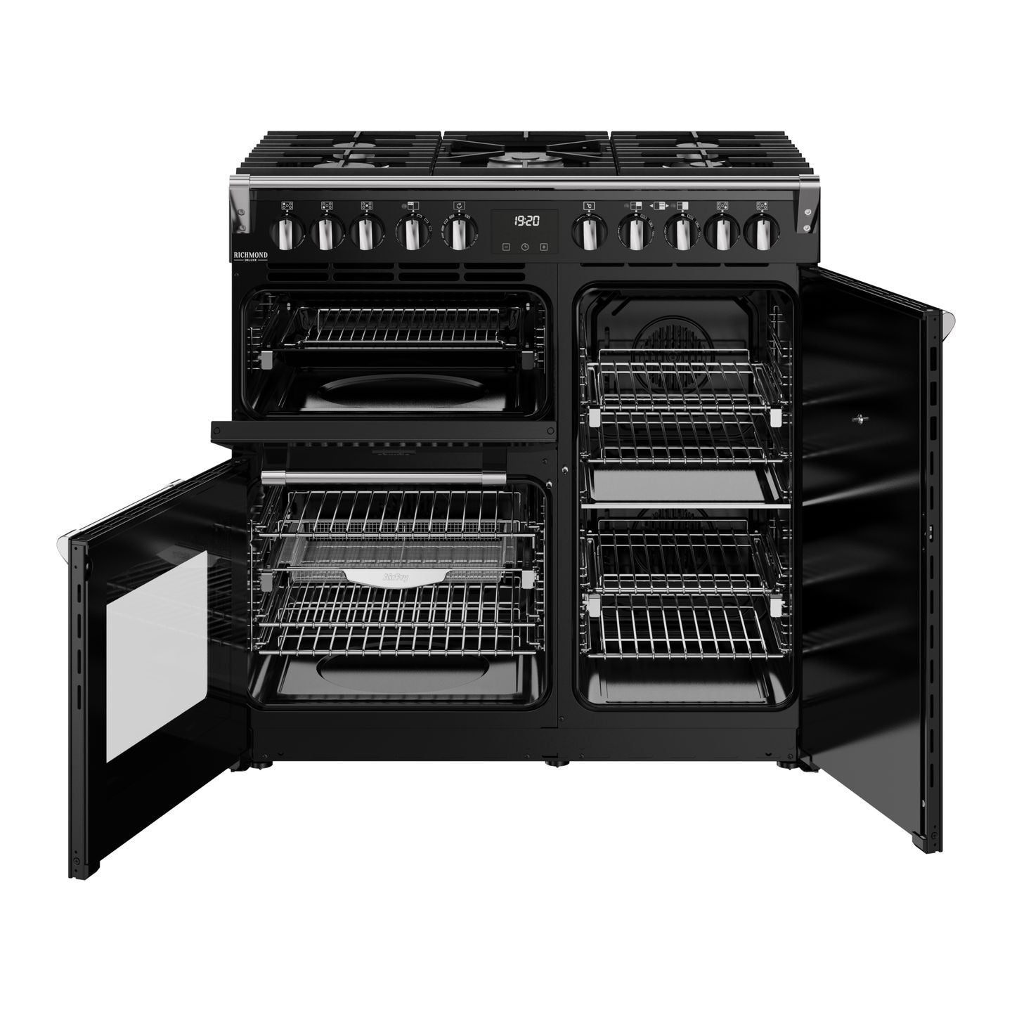 Stoves Richmond 90cm Dual Fuel Range Cooker – 174L, 3 Ovens, SteamCleanse, Black – Renew 2 U