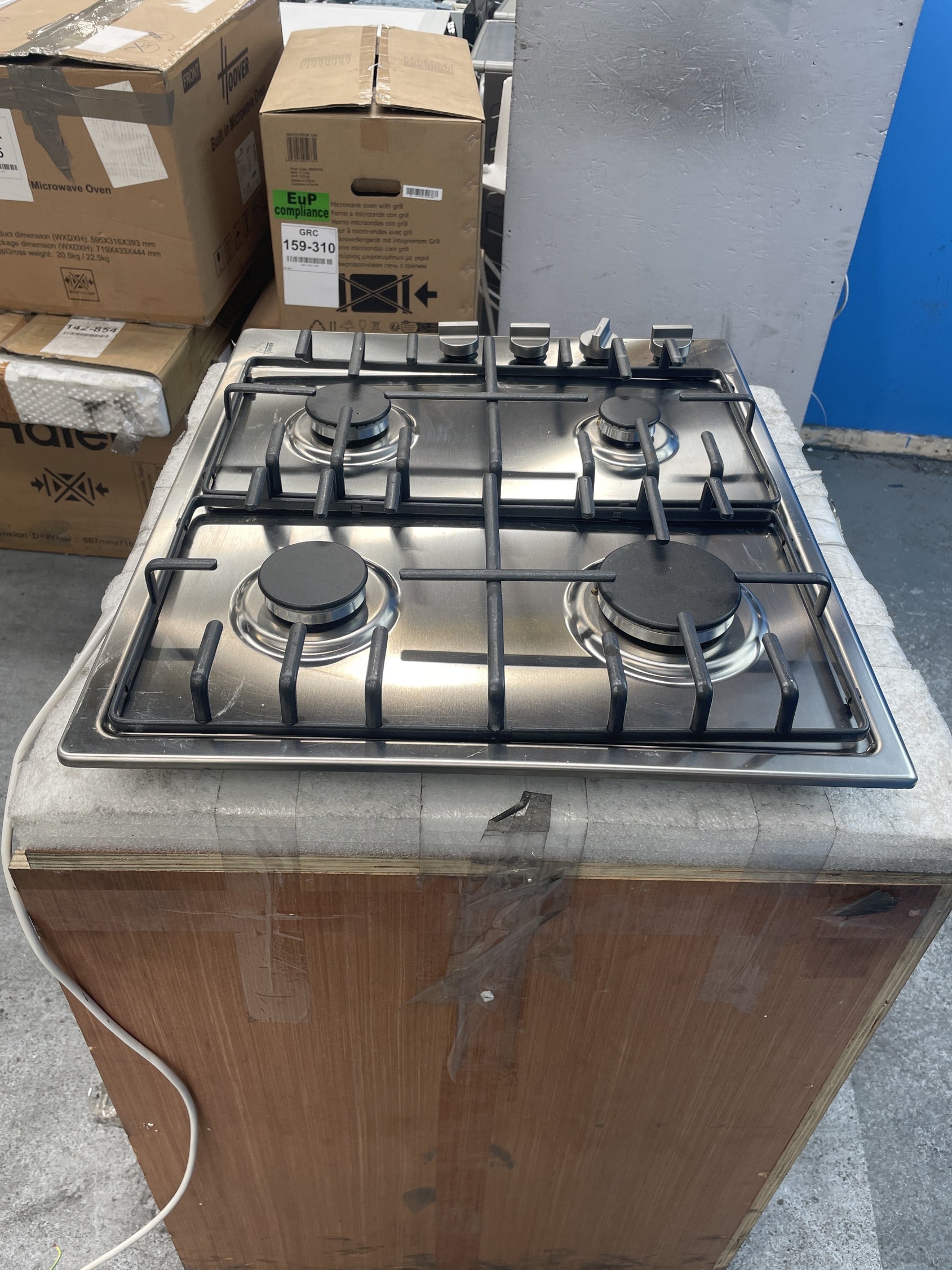 #GRC-159-191 - Hoover HHW6LK3X 60cm 4-Burner Stainless Steel Gas Hob
