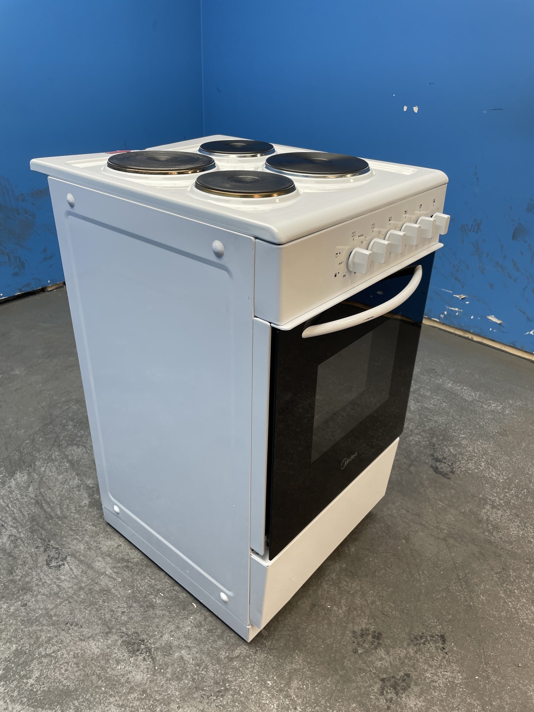 #GRC-163-884 - Midea 50cm Electric Cooker – Solid Plate Hob, Integrated Grill, White