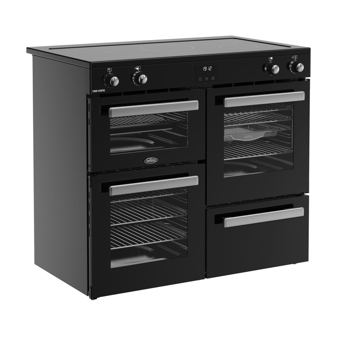Belling Cookcentre 100Ei 100cm Induction Range Cooker – 5 Zones, AirFry & Maxi-Clock, Black – Renew 2 U