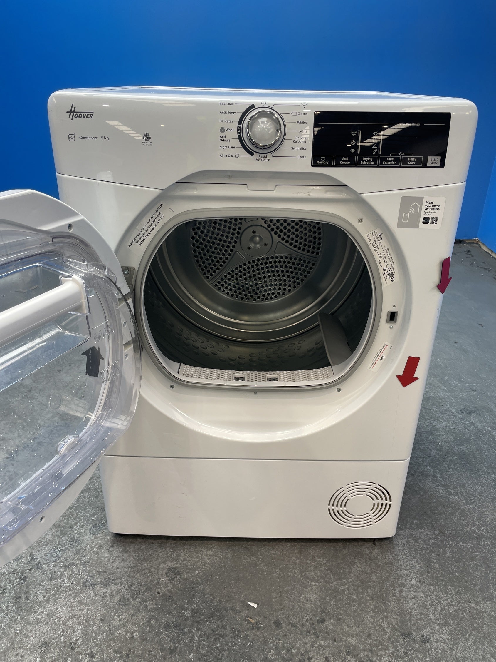 #GRC-157-664 - Hoover HRE C9TE-80 9kg Condenser Tumble Dryer with Wi-Fi