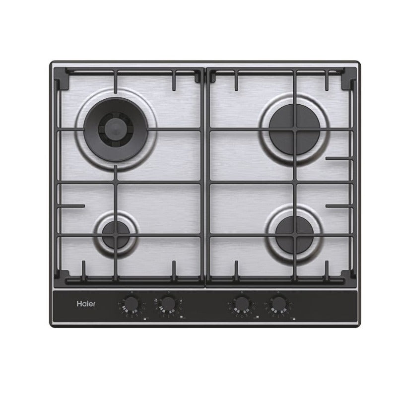 Haier 60cm 4 Burner Gas Hob – Stainless Steel, 9 Heat Settings, Cast Iron Supports – Renew 2 U