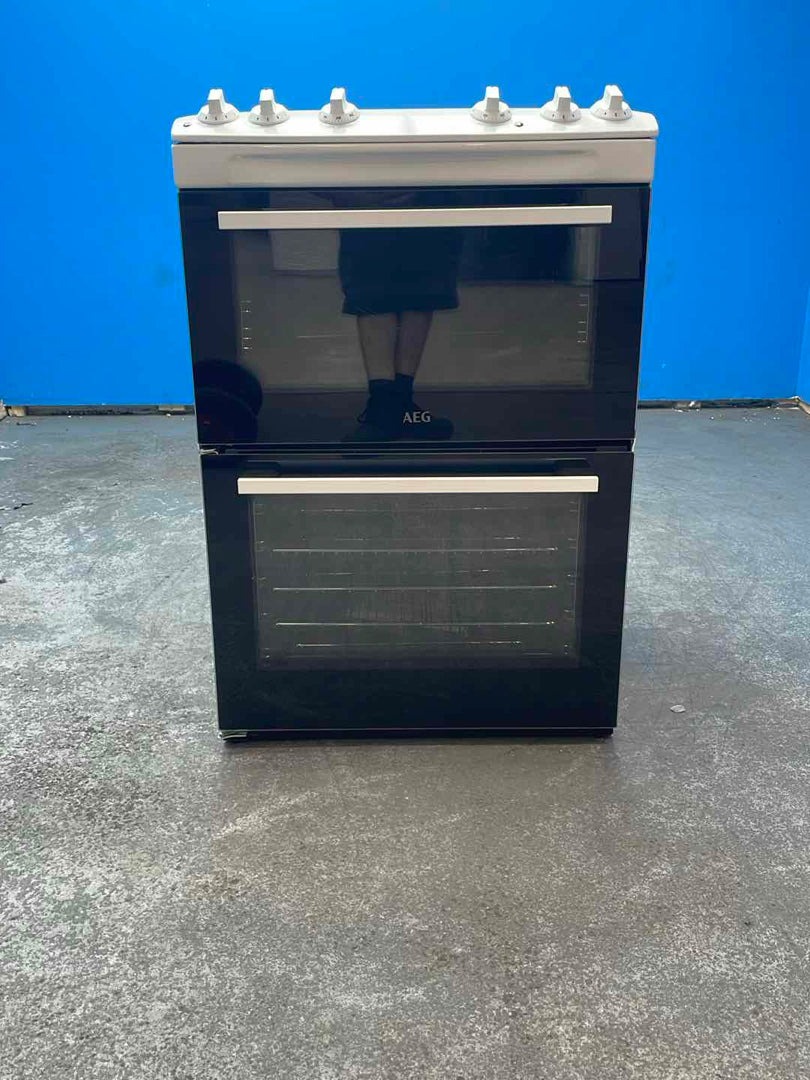 #GRC-155-919 - AEG CCX6501ACW 60cm Double Oven Electric Cooker with Ceramic Hob