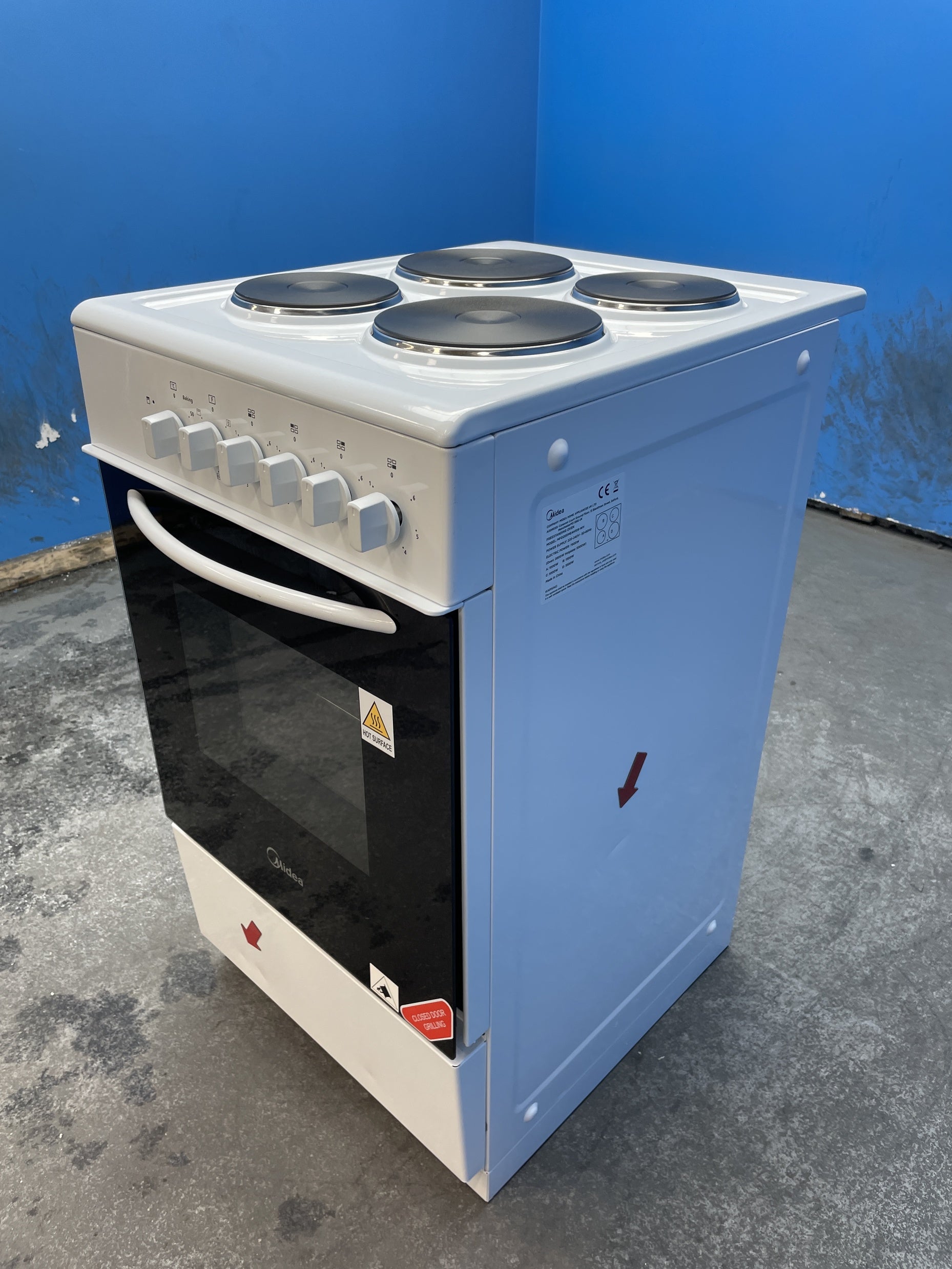 #GRC-163-887 - Midea 50cm Electric Cooker – Solid Plate Hob, Integrated Grill, White