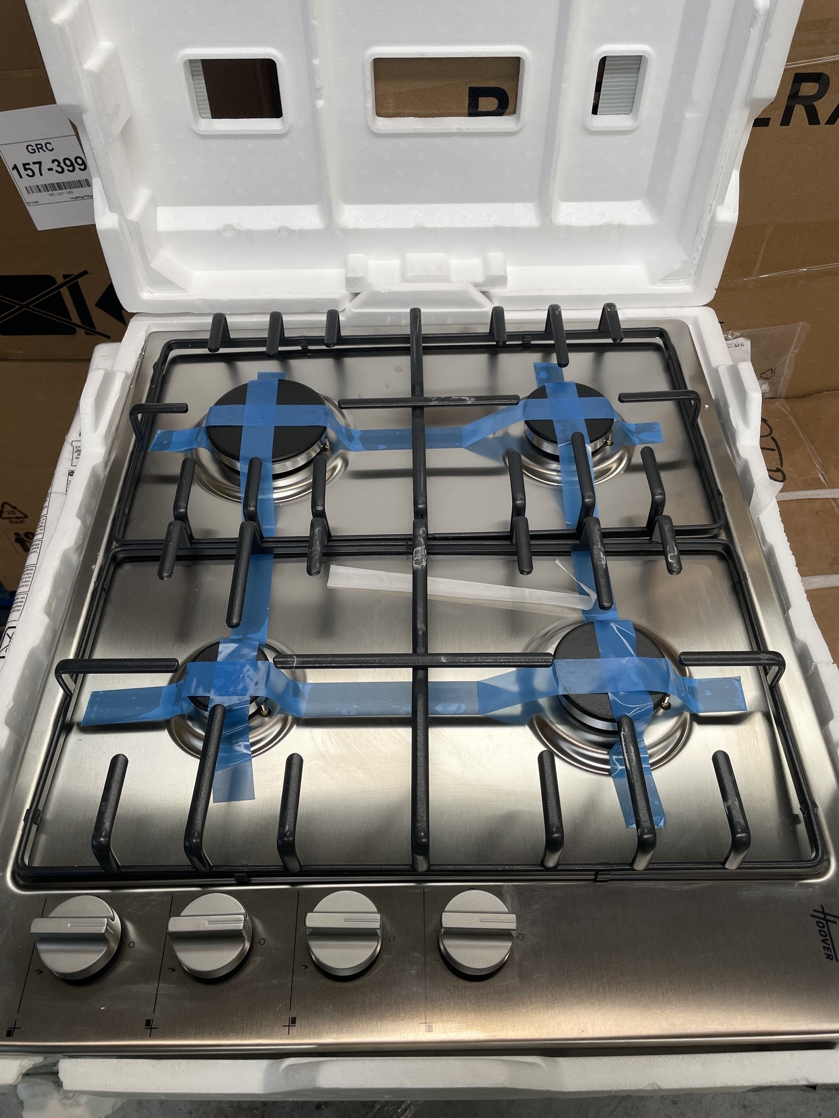 #GRC-156-156 - Hoover HHW6LK3X 60cm 4-Burner Stainless Steel Gas Hob
