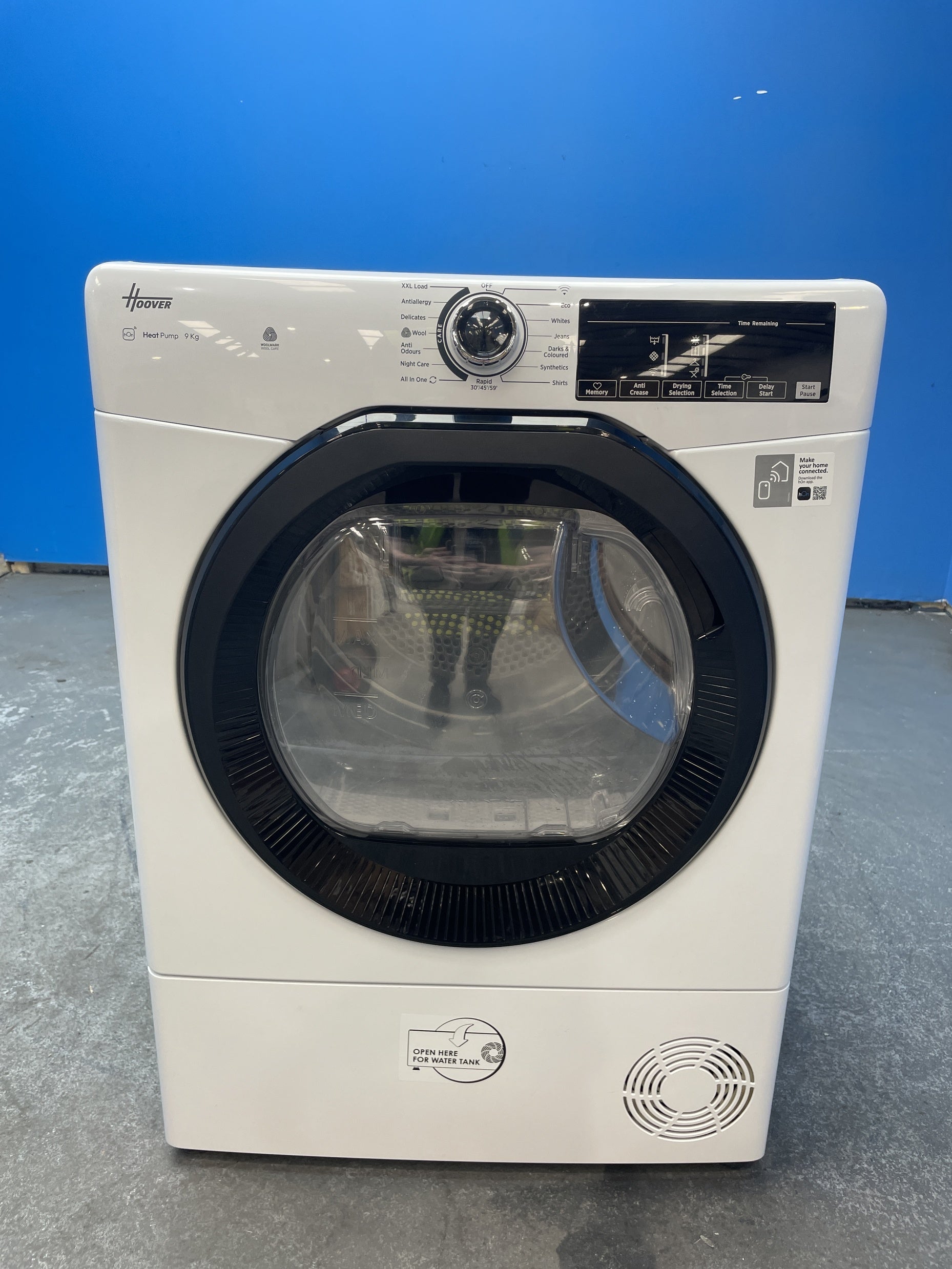 #GRC-160-250 - Hoover 9kg Heat Pump Tumble Dryer – WiFi Connected, White, D Energy Rating