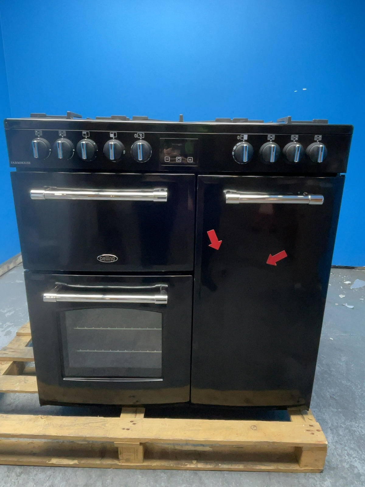 #GRC-159-436 - Belling Farmhouse 90cm Dual Fuel Range Cooker – 174L, 3 Ovens, AirFry
