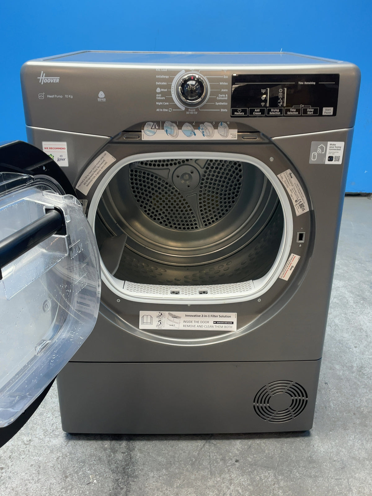 #GRC-164-219 - Hoover 10kg Heat Pump Tumble Dryer – WiFi Connected, Grey, D Energy Rating