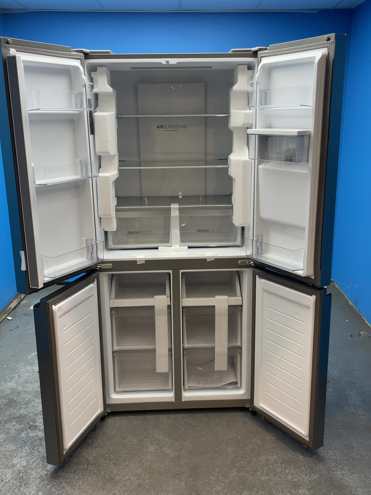 #GRC-164-275 - Haier American Style Fridge Freezer – 463L, Platinum Inox, Total No Frost
