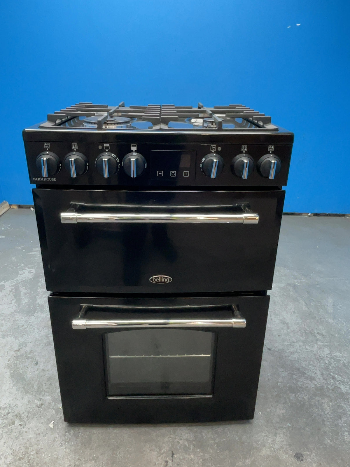 #GRC-164-284 - Belling Farmhouse 60cm Dual Fuel Double Oven Cooker – AirFry, Black
