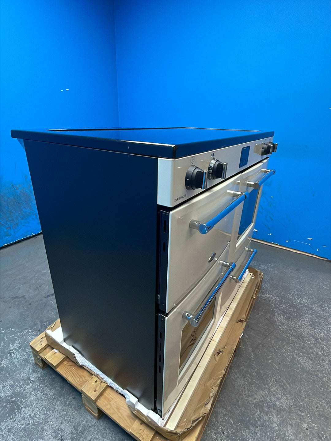 #GRC-164-313 - Belling Farmhouse 100Ei 100cm Electric Range Cooker – 5 Zone Induction Hob, AirFry, Cream