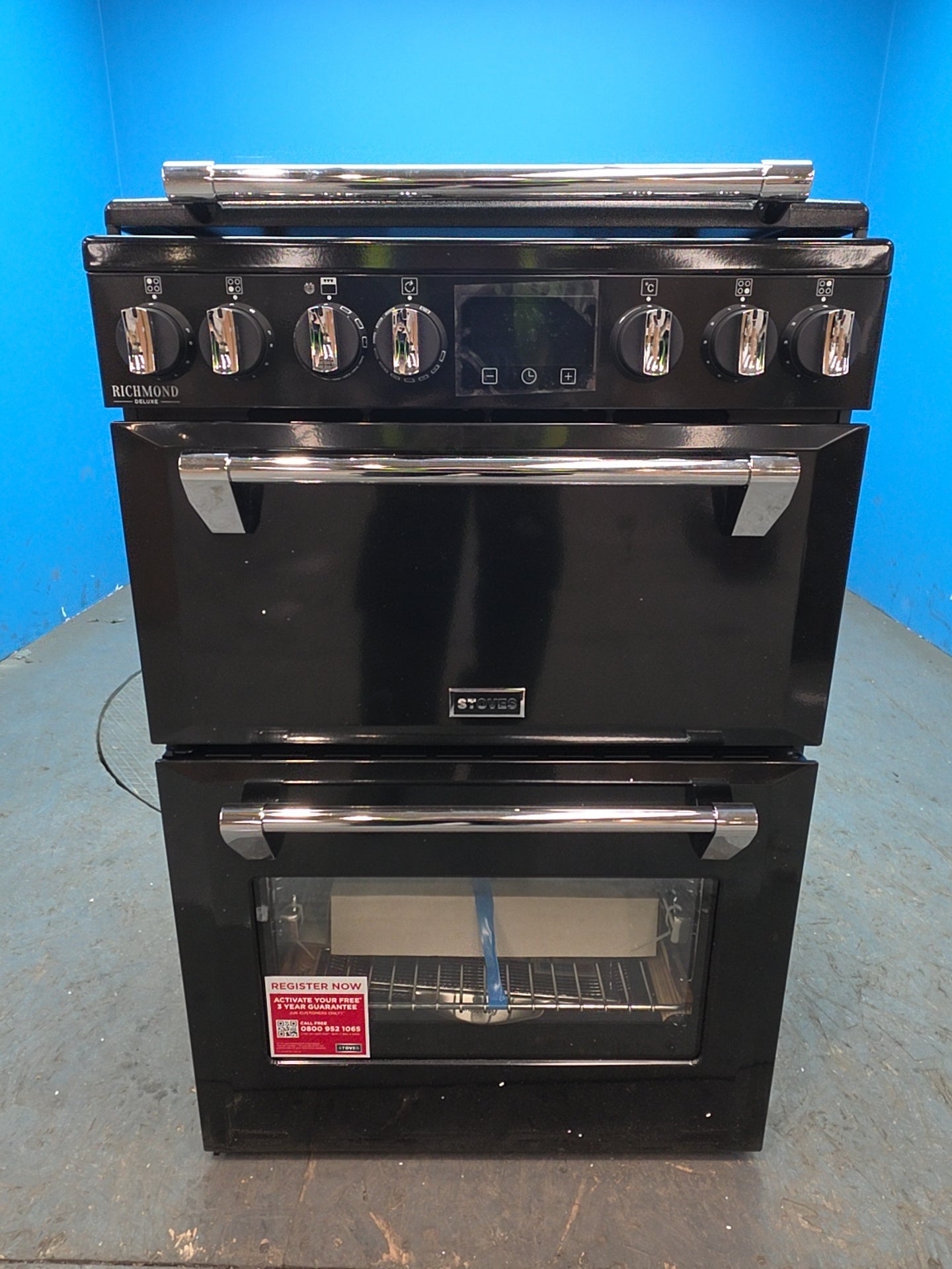 #GRC-164-314 - Stoves Richmond Deluxe 60cm Induction Double Oven Cooker – 103L Capacity, AirFry & SteamCleanse, Black