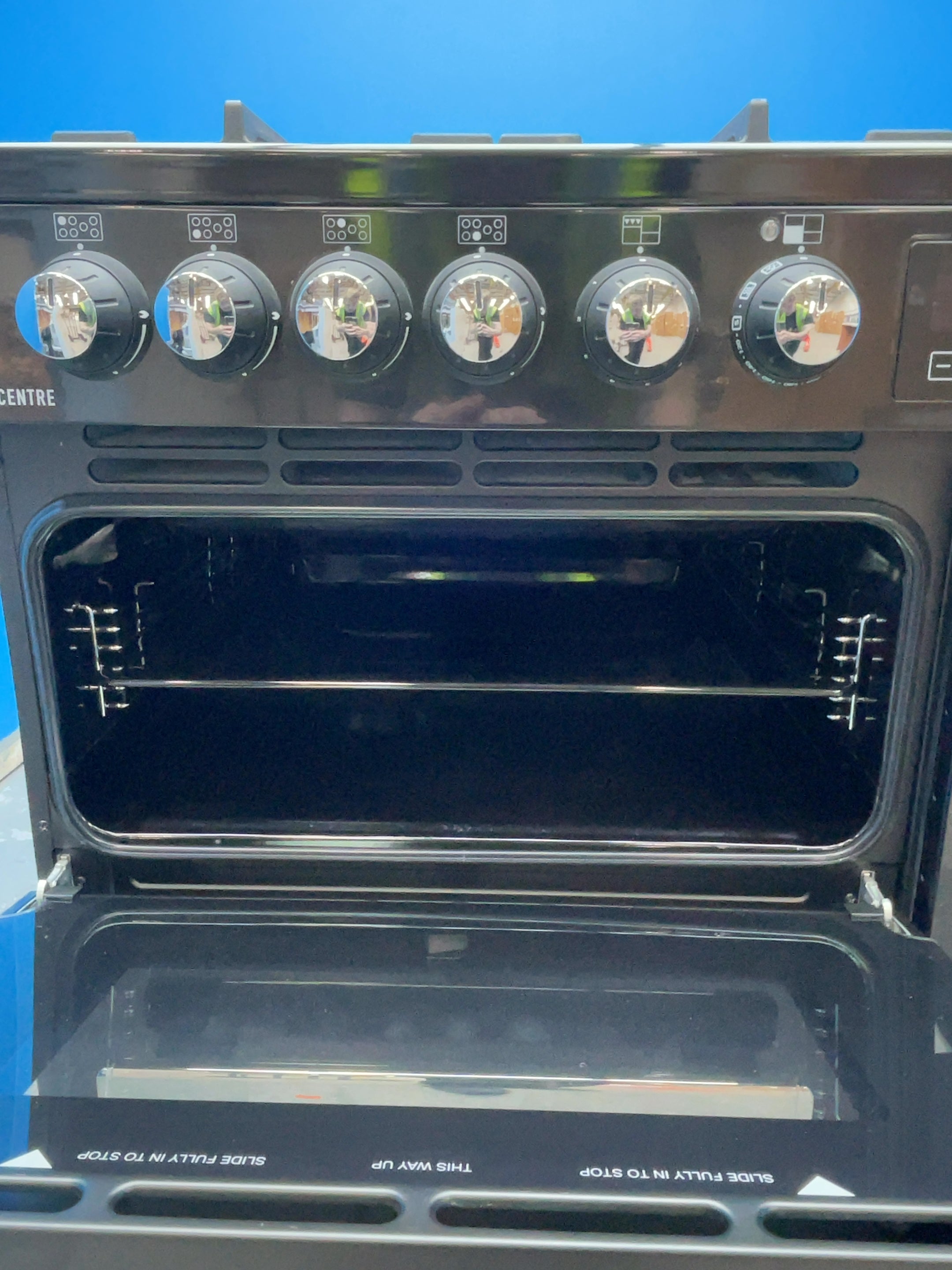 #GRC-164-319 - Belling Cookcentre 100DF 100cm Dual Fuel Range Cooker – 7 Burner Gas Hob, AirFry & Double Oven, Black