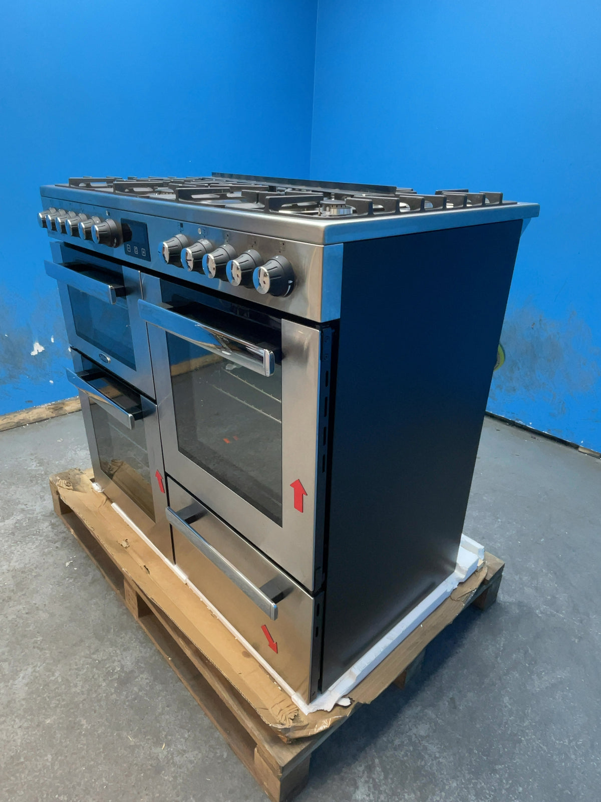 #GRC-164-325 - Belling Cookcentre 100DF 100cm Dual Fuel Range Cooker – 7 Burner Gas Hob, AirFry & Double Oven, Stainless