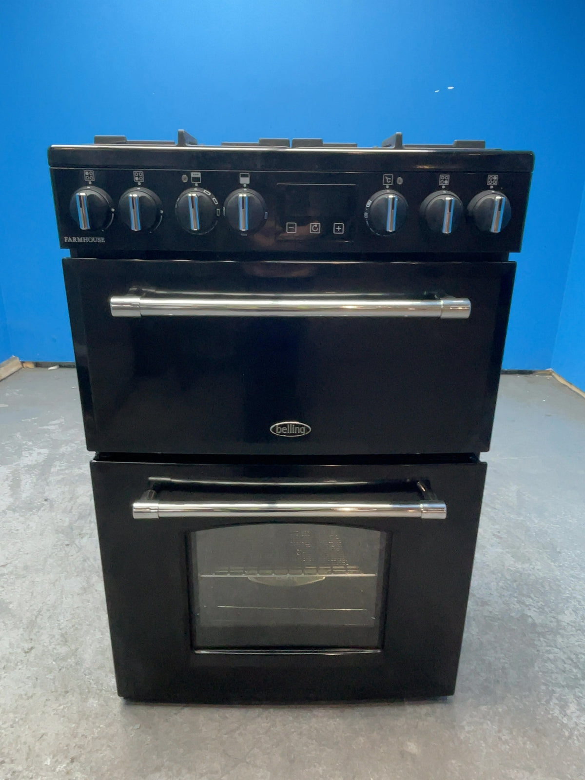 #GRC-164-330 - Belling Farmhouse 60cm Dual Fuel Double Oven Cooker – AirFry, Black