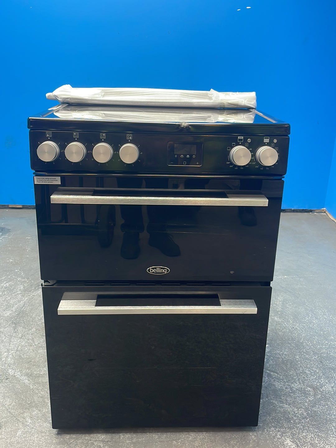 #GRC-164-341 - Belling Vision 60E Electric Double Oven Cooker – 99L Capacity, Ceramic Hob, Black & Silver Steel