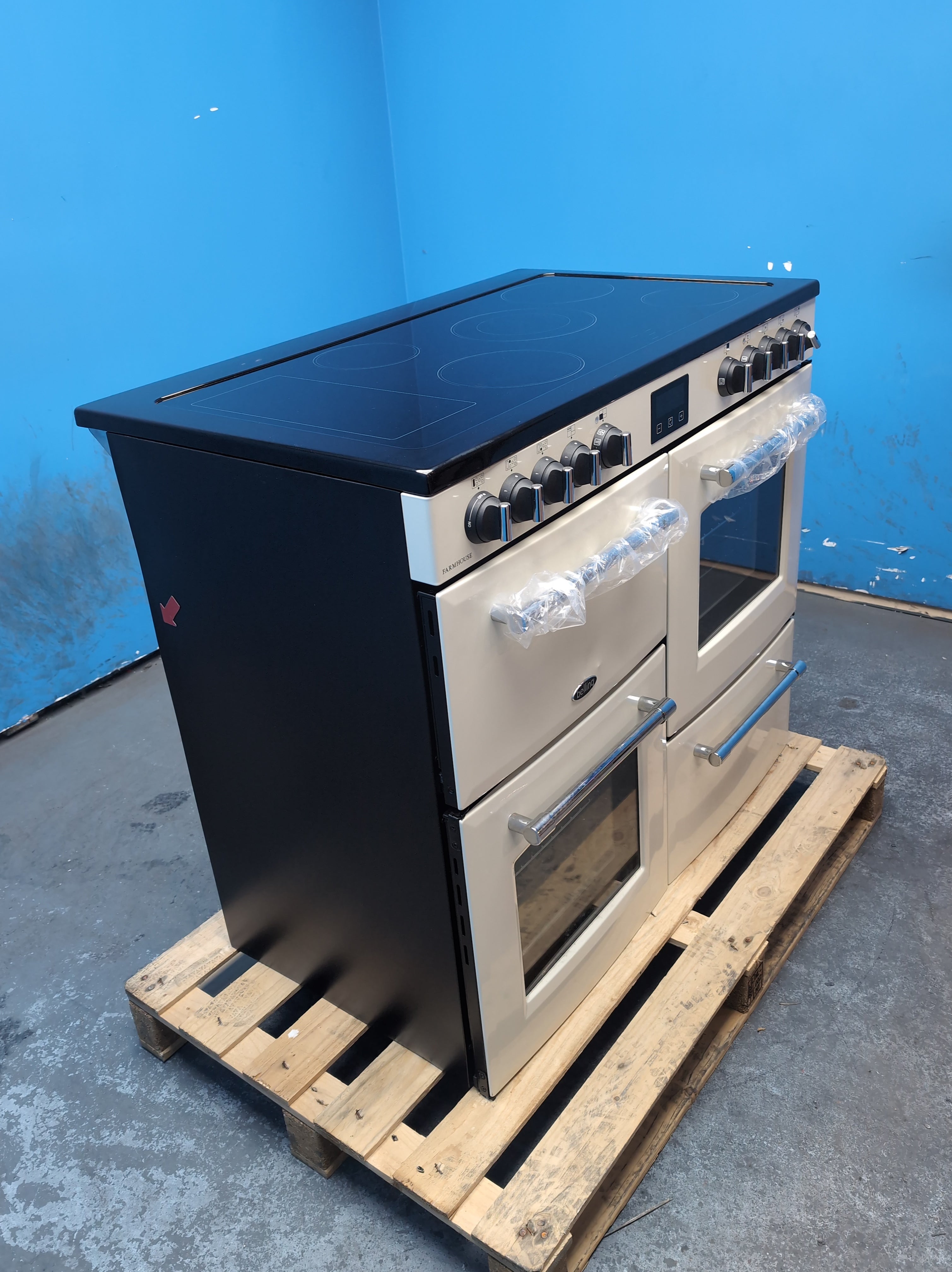 #GRC-164-458 - Belling Farmhouse 100Ei 100cm Electric Range Cooker – 5 Zone Induction Hob, AirFry, Cream