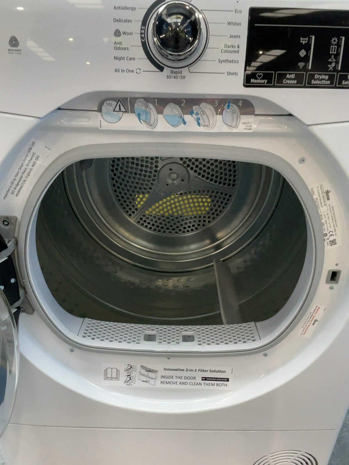 #GRC-164-500 - Hoover 9kg Heat Pump Tumble Dryer – WiFi Connected, White, D Energy Rating