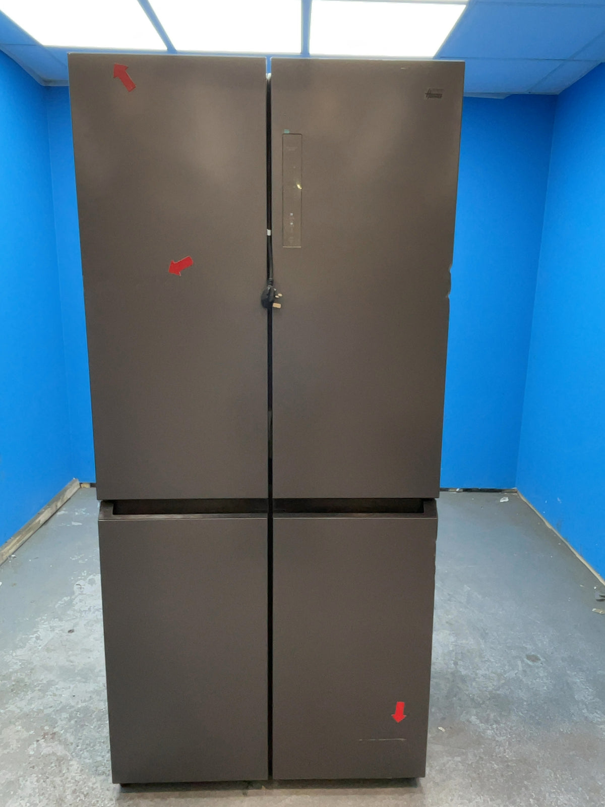 #GRC-164-517 - Hoover French 4 Door Fridge Freezer – 463L, Silver, Total No Frost