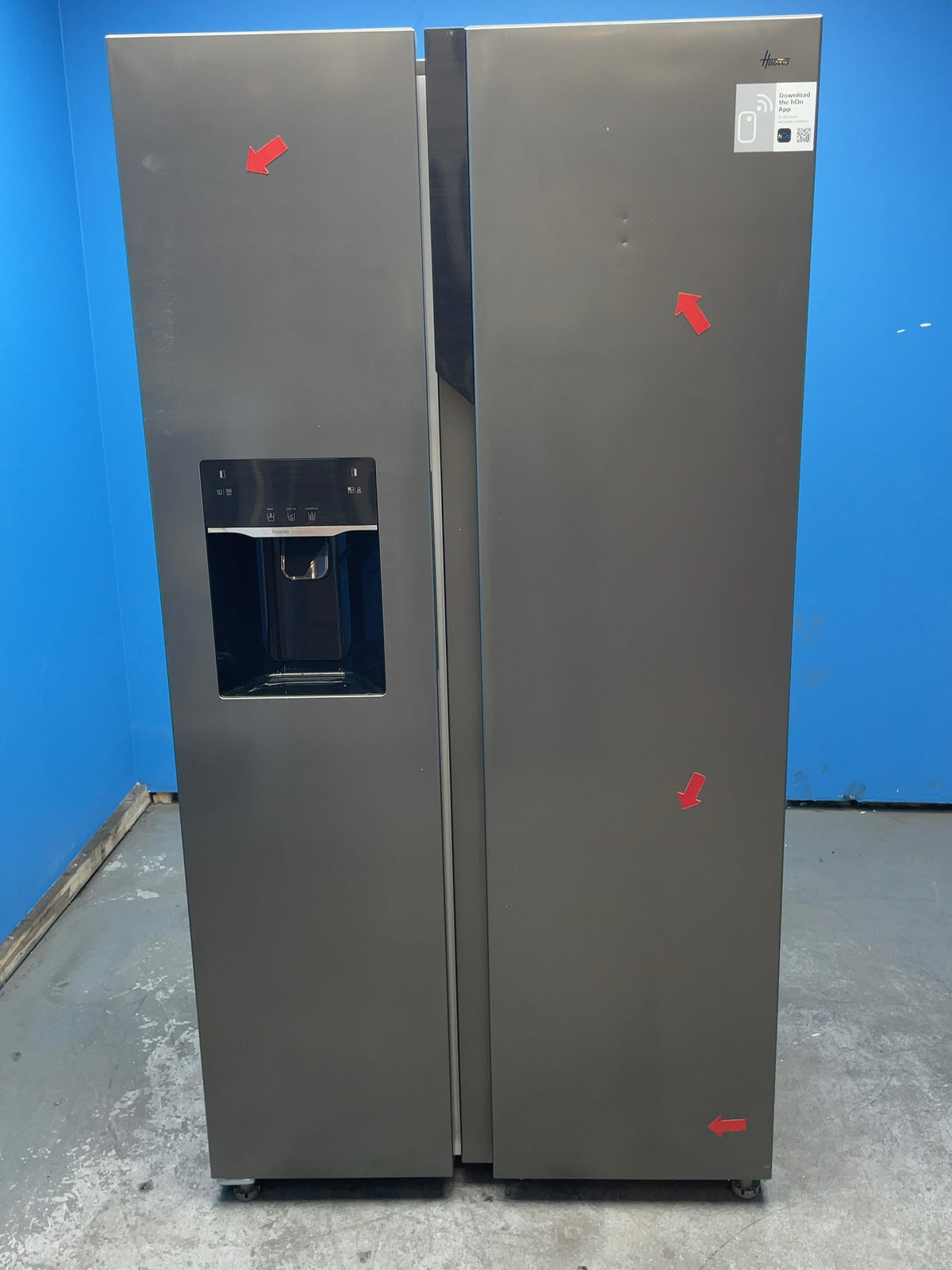 #GRC-164-557 - Hoover H-FRIDGE 700 American Style Fridge Freezer – 513L, Dark Inox