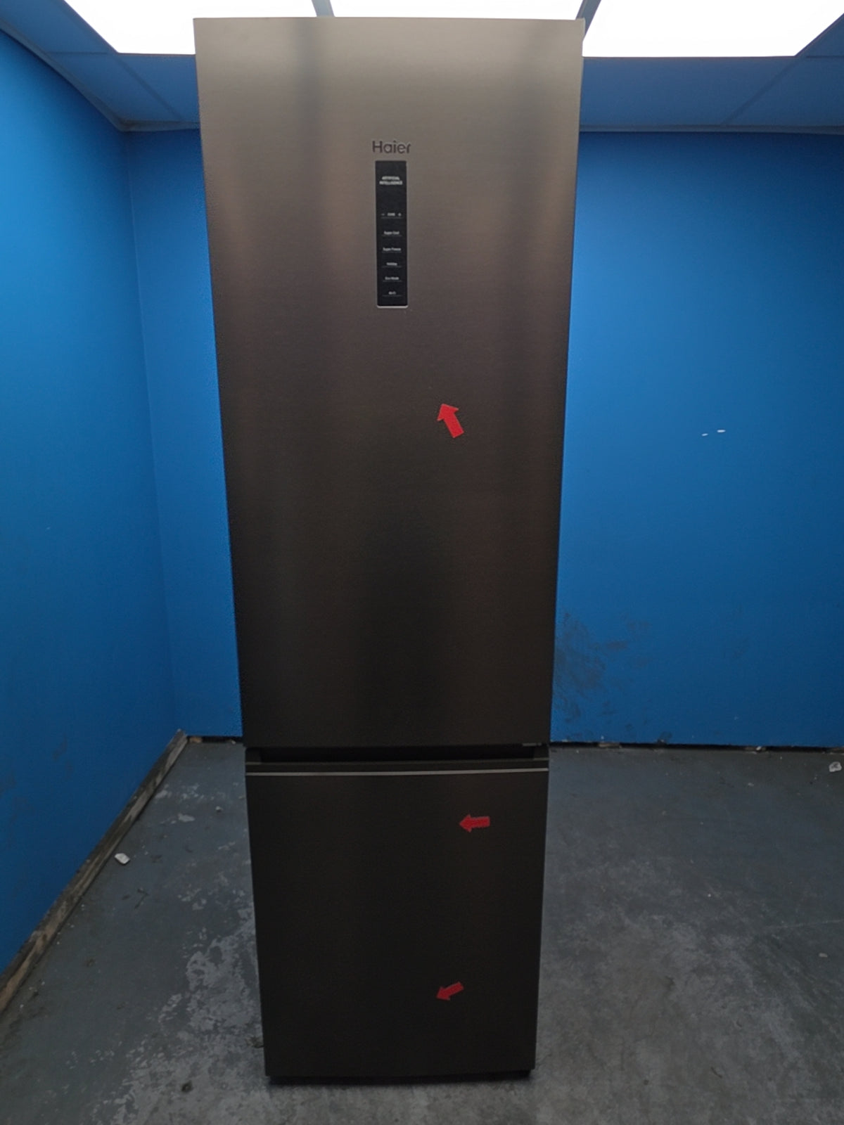 #GRC-164-558 - Haier 59.5cm 70/30 Fridge Freezer – 409L, Dark Inox, Total No Frost, Smart WiFi