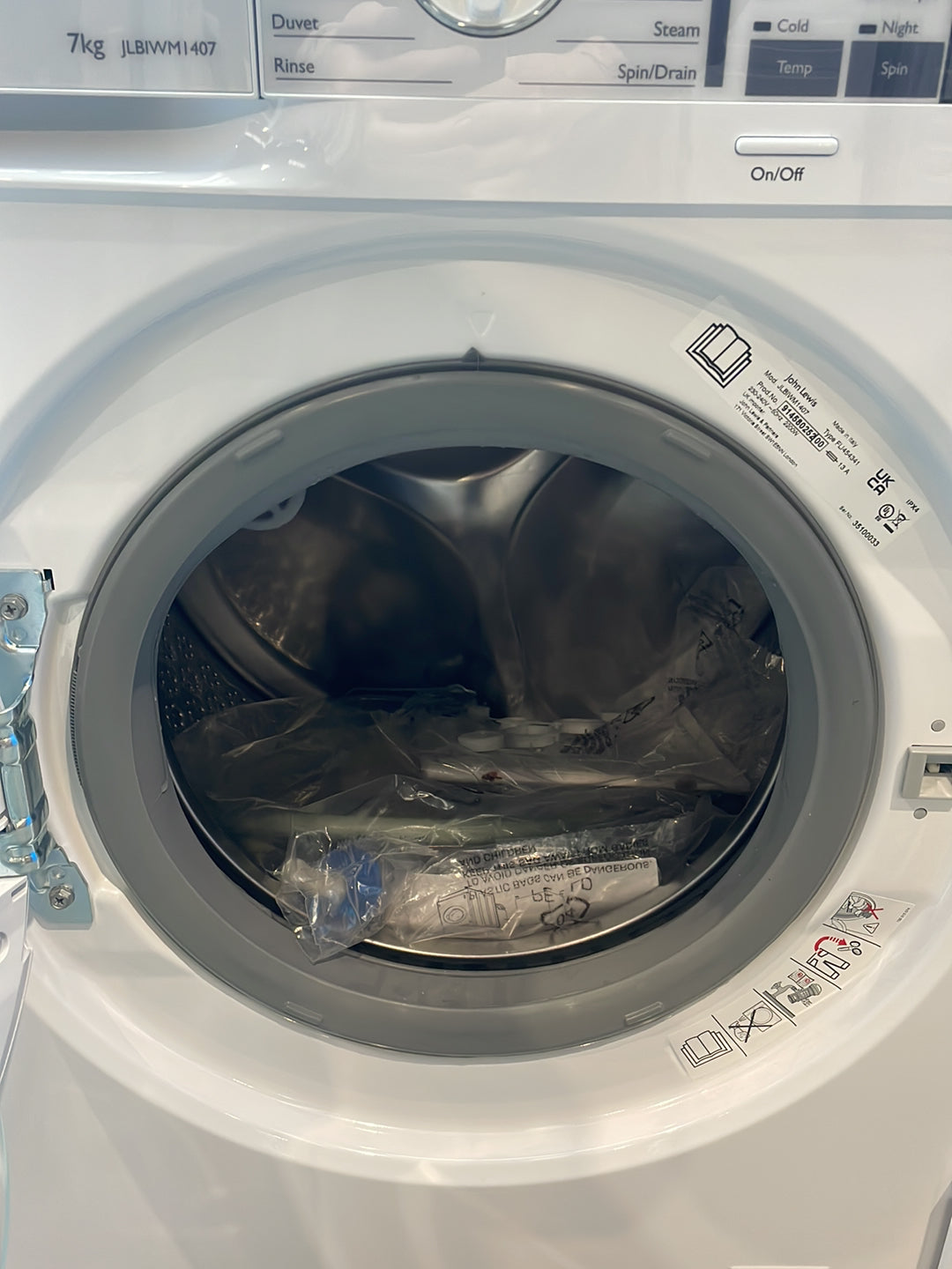 #GRC-164-734 - John Lewis Integrated Washing Machine – 7kg Capacity, 1400rpm Spin, Quick Wash