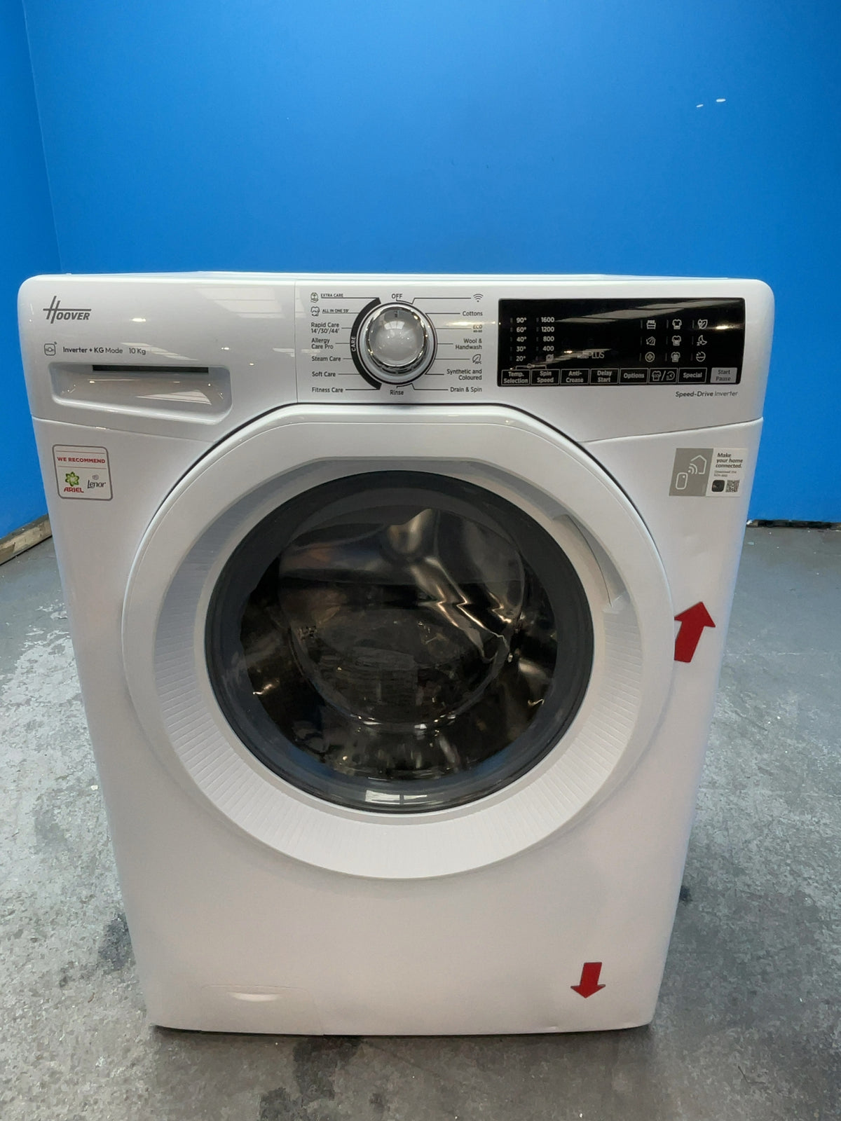 #GRC-165-010 - Hoover H-WASH 350 10kg 1600rpm Washing Machine – Eco-Power Inverter Motor, White