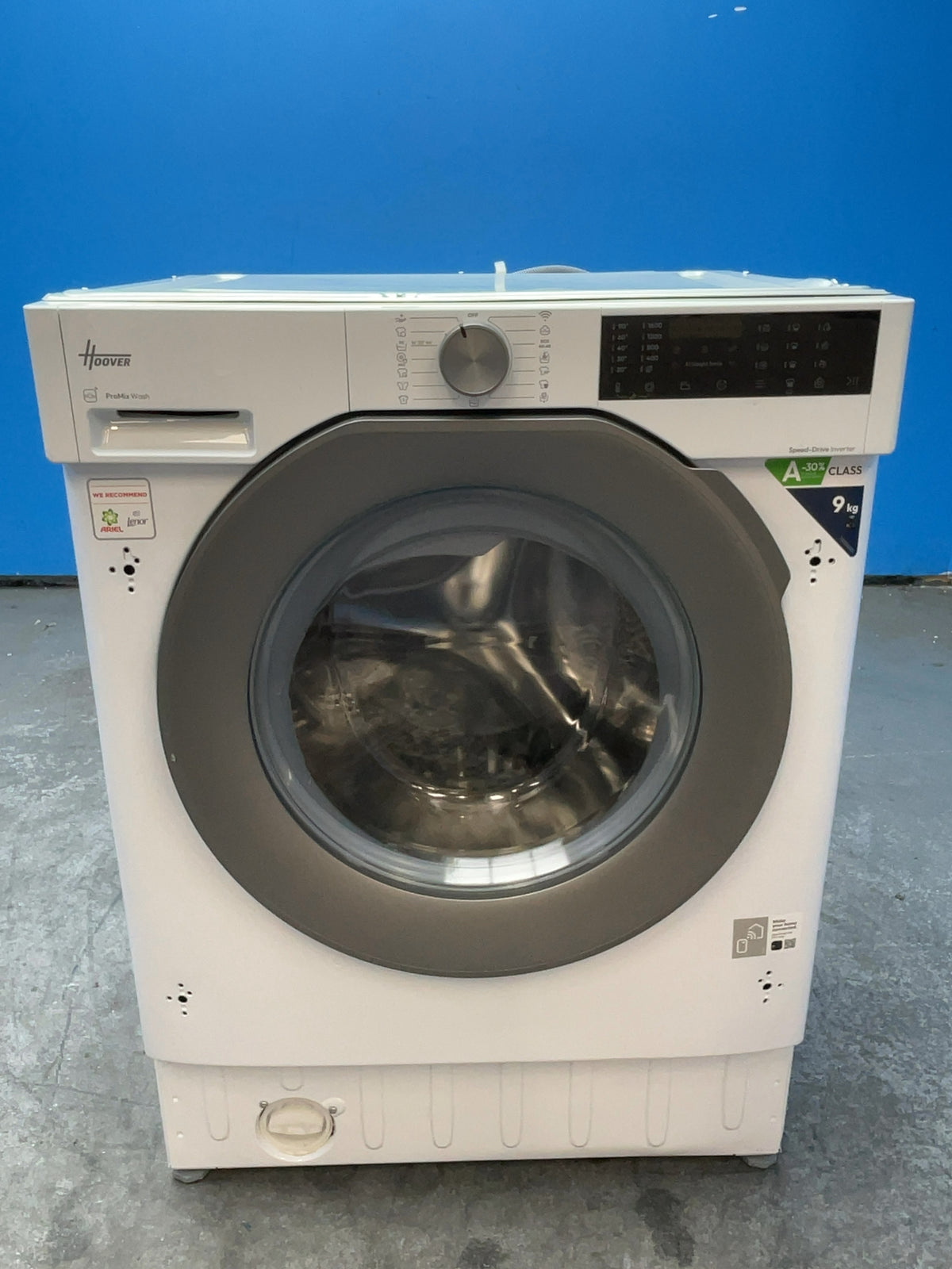 #GRC-165-034 - Hoover 9kg 1600rpm Integrated Washing Machine – KG Mode, Steam Function, White