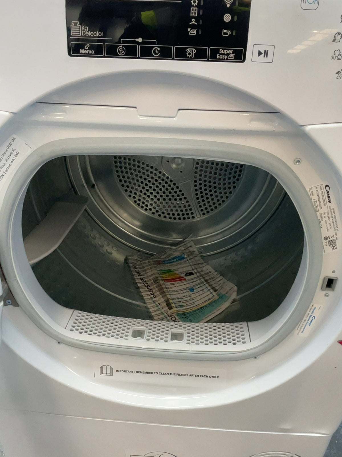 #GRC-165-055 - Candy Smart Pro 10kg Condenser Tumble Dryer – WiFi Connected, White, 59.6cm Wide