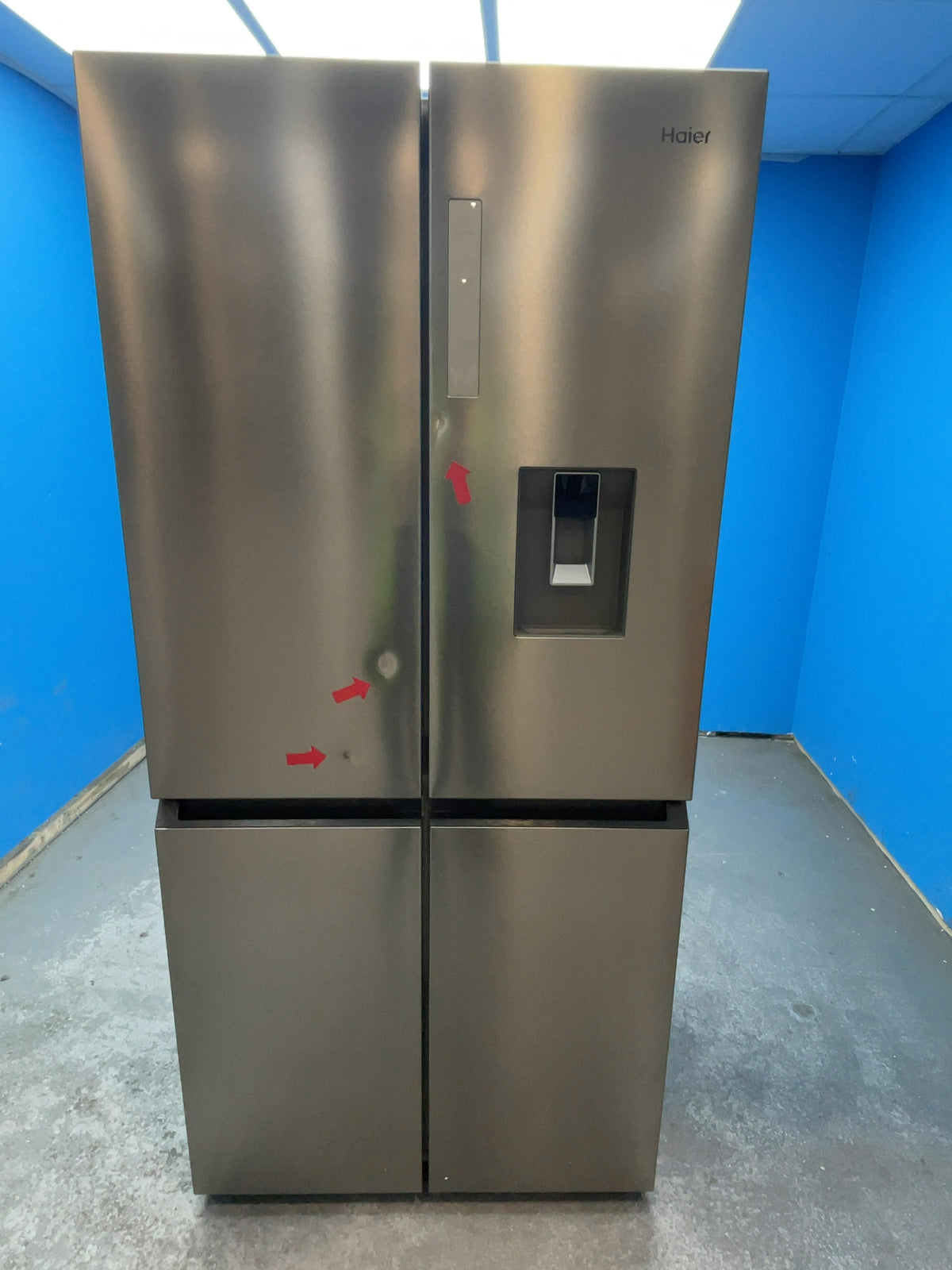 #GRC-165-450 - Haier American Style Fridge Freezer – 463L, Platinum Inox, Total No Frost