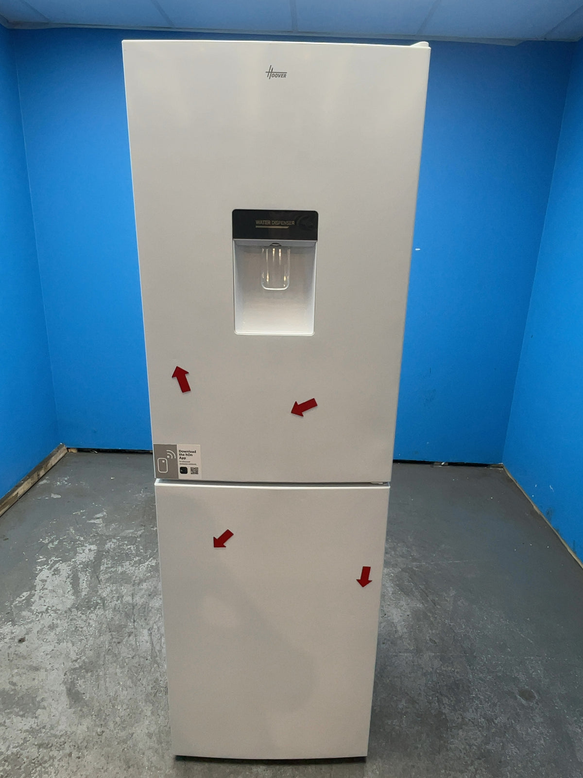 #GRC-165-453 - Hoover 54cm Fridge Freezer – 246L, White, Low Frost, Smart WiFi, Water Dispenser