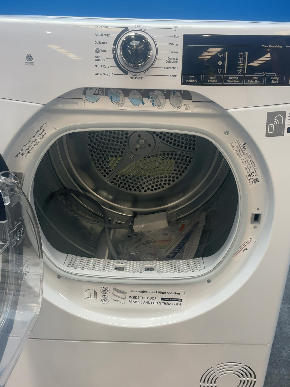#GRC-165-491 - Hoover 9kg Heat Pump Tumble Dryer – WiFi Connected, White, D Energy Rating