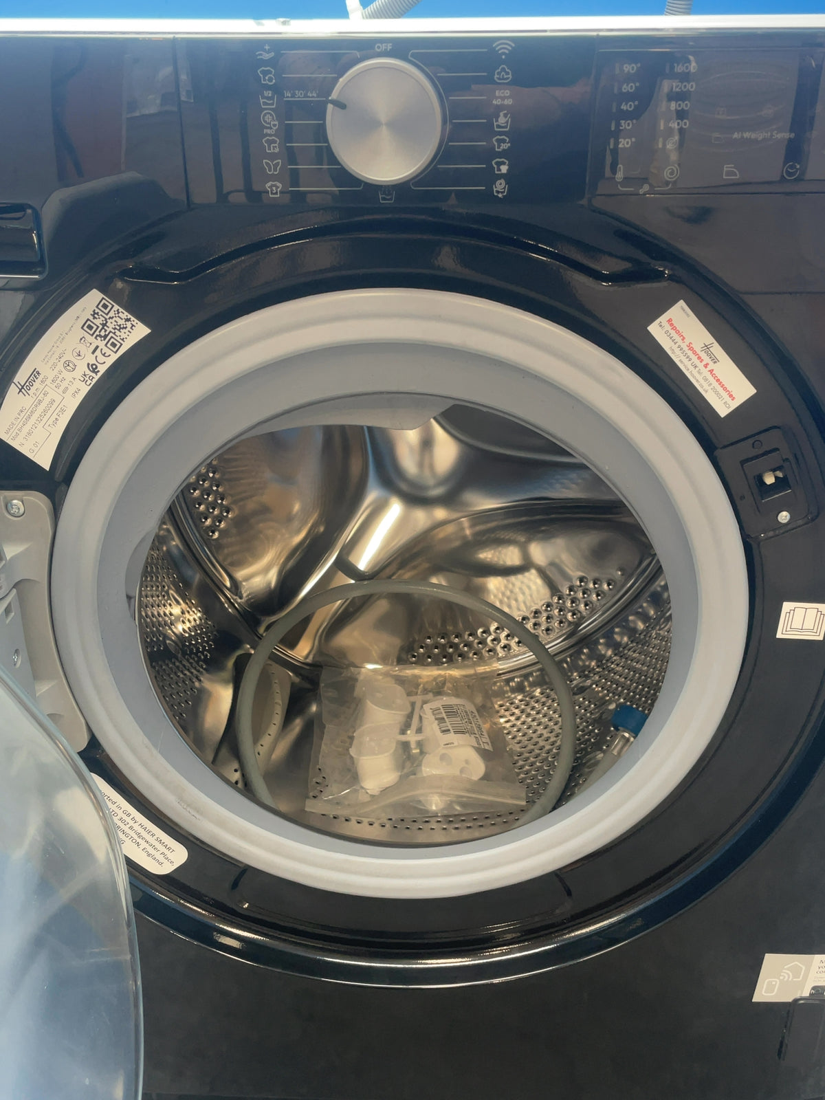 #GRC-165-496 - Hoover 8kg 1600rpm Integrated Washing Machine – AI Weight Sense, Black