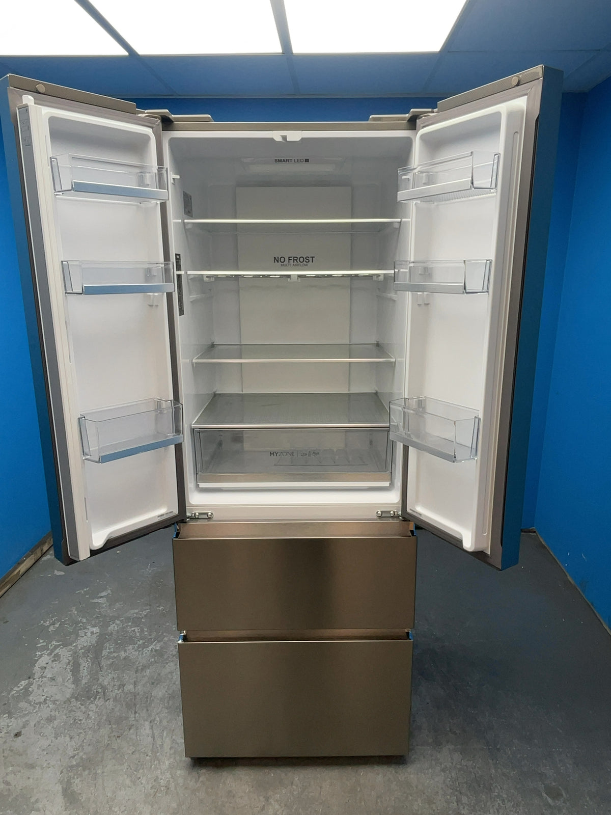 #GRC-165-525 - Haier 70cm French Door Fridge Freezer – 446L, Platinum Inox, Total No Frost