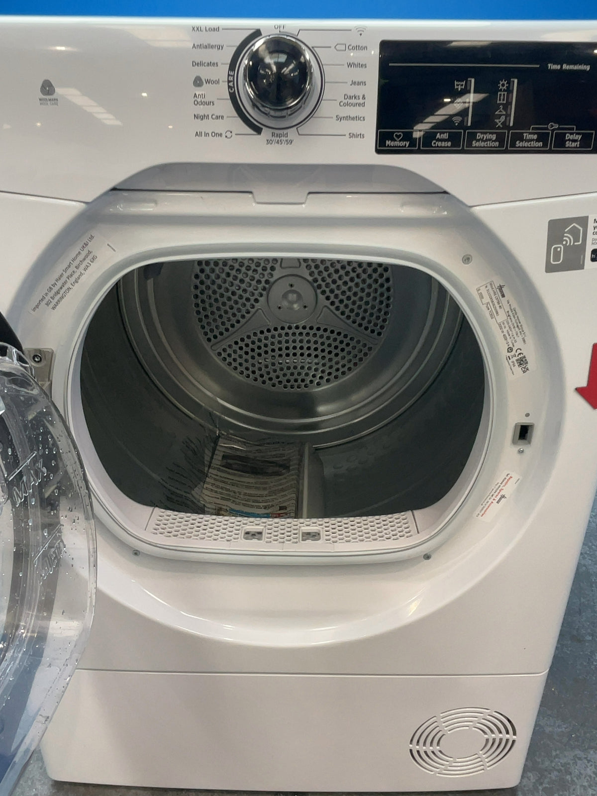 #GRC-165-543 - Hoover 9kg Condenser Tumble Dryer – WiFi Connected, White, B Energy Rating
