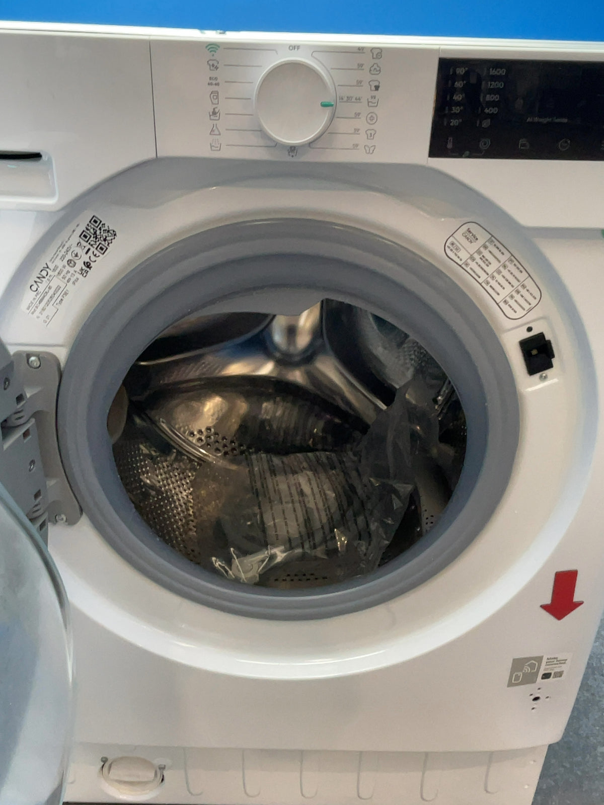 #GRC-165-645 - Candy 8kg 1600rpm Integrated Washing Machine – Quick Wash, Steam Function, White